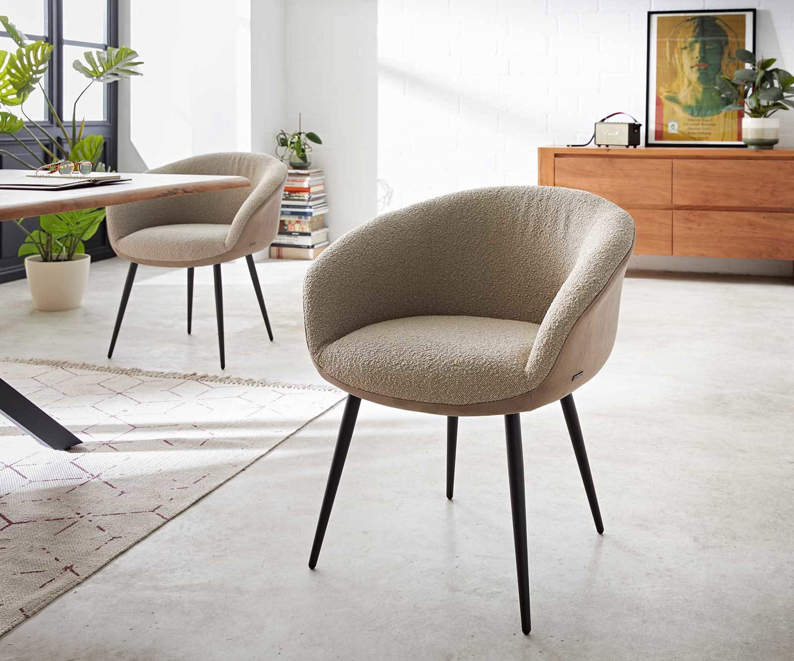 Eetkamerstoel Vinka-Flex met armleuning materiaalmix mud 4-poot conisch zwart pocketveer kern Eetkamerstoel Vinka-Flex met armleuning materiaalmix mud 4-poot conisch zwart pocketveer kern