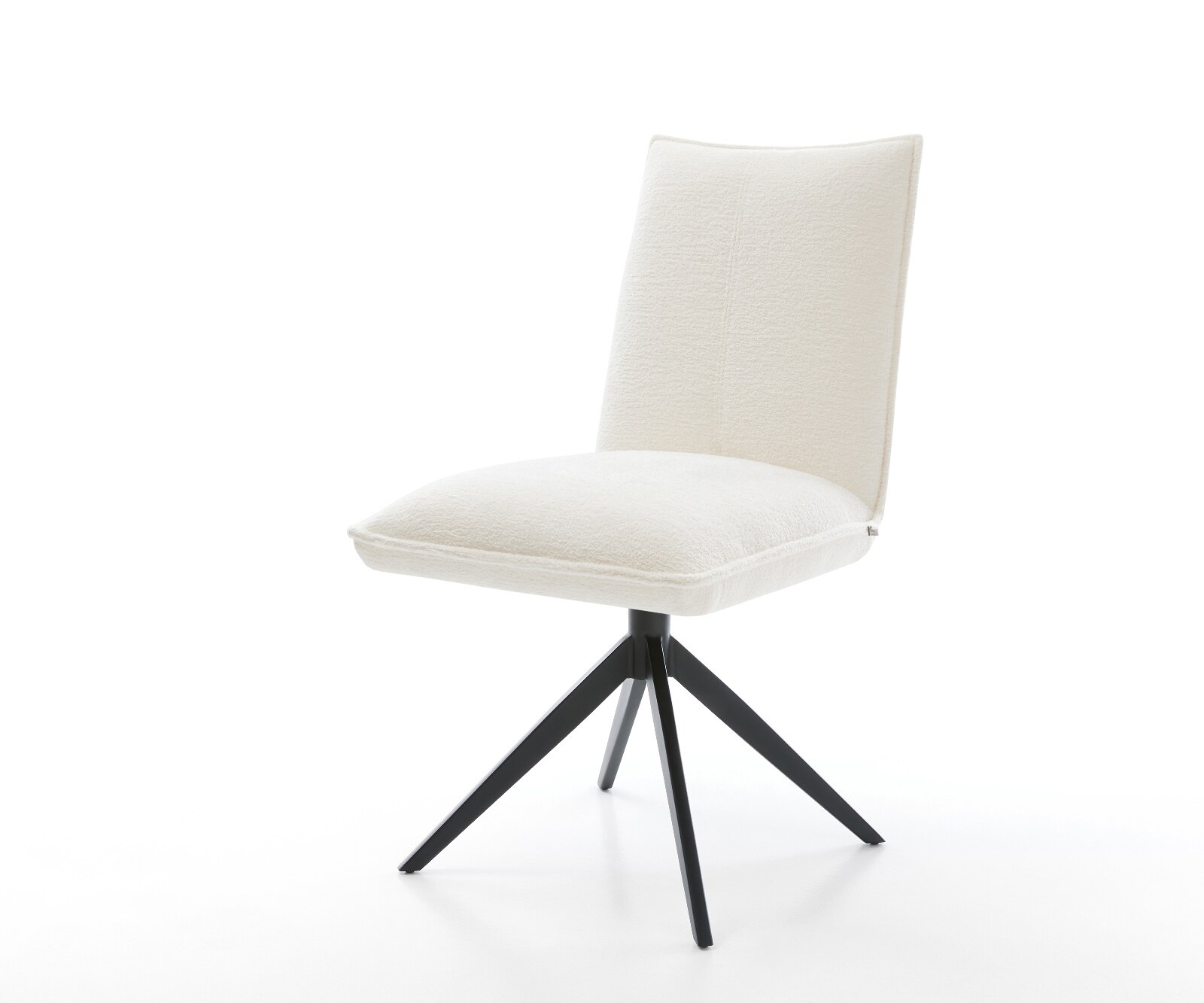 Draaistoel Lelio-Flex bouclé zacht beige kruisframe breed zwart 360° draaibaar rocker-functie pocketveer kern 1