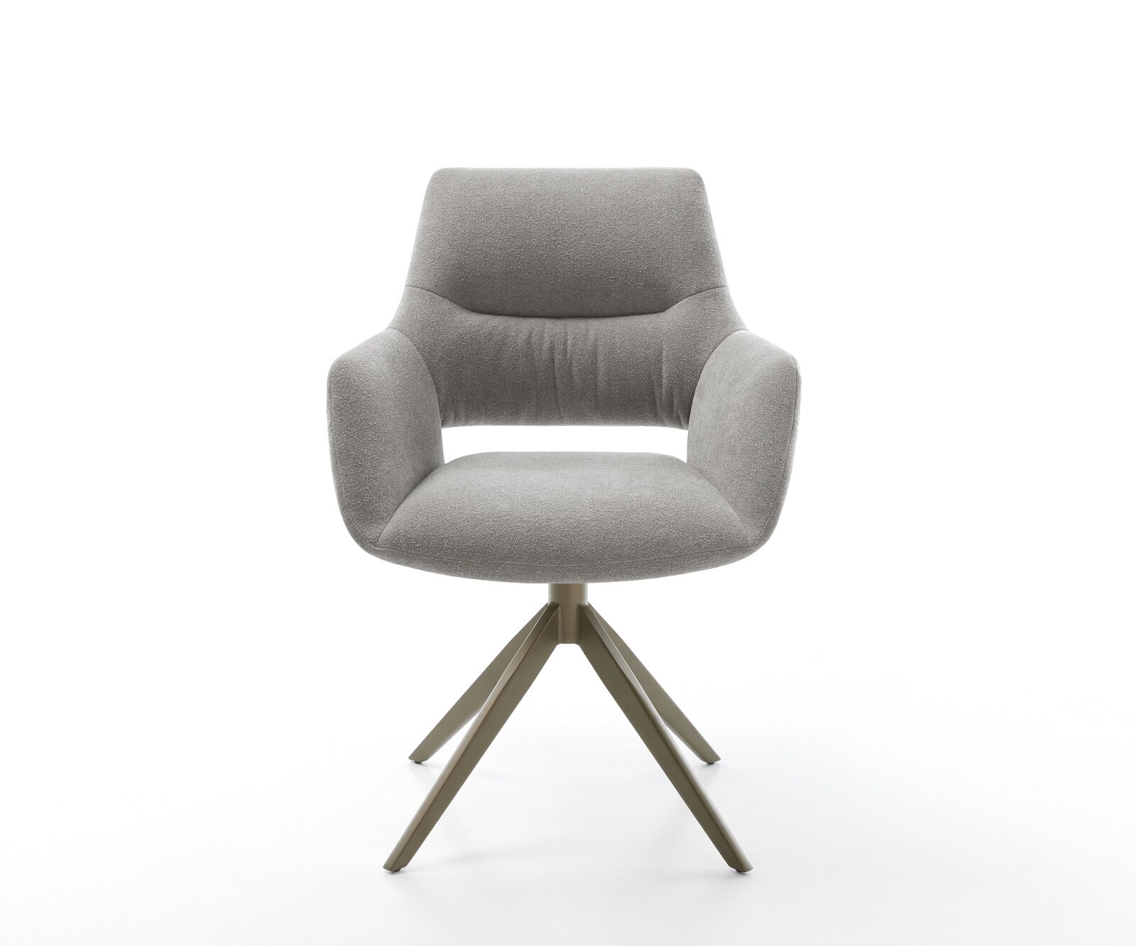 Draaistoel Yago-Flex met armleuning zachte stof met structuur grijs kruisframe breed afwerking met titanium 360° draaibaar rocker-functie pocketveer kern 2