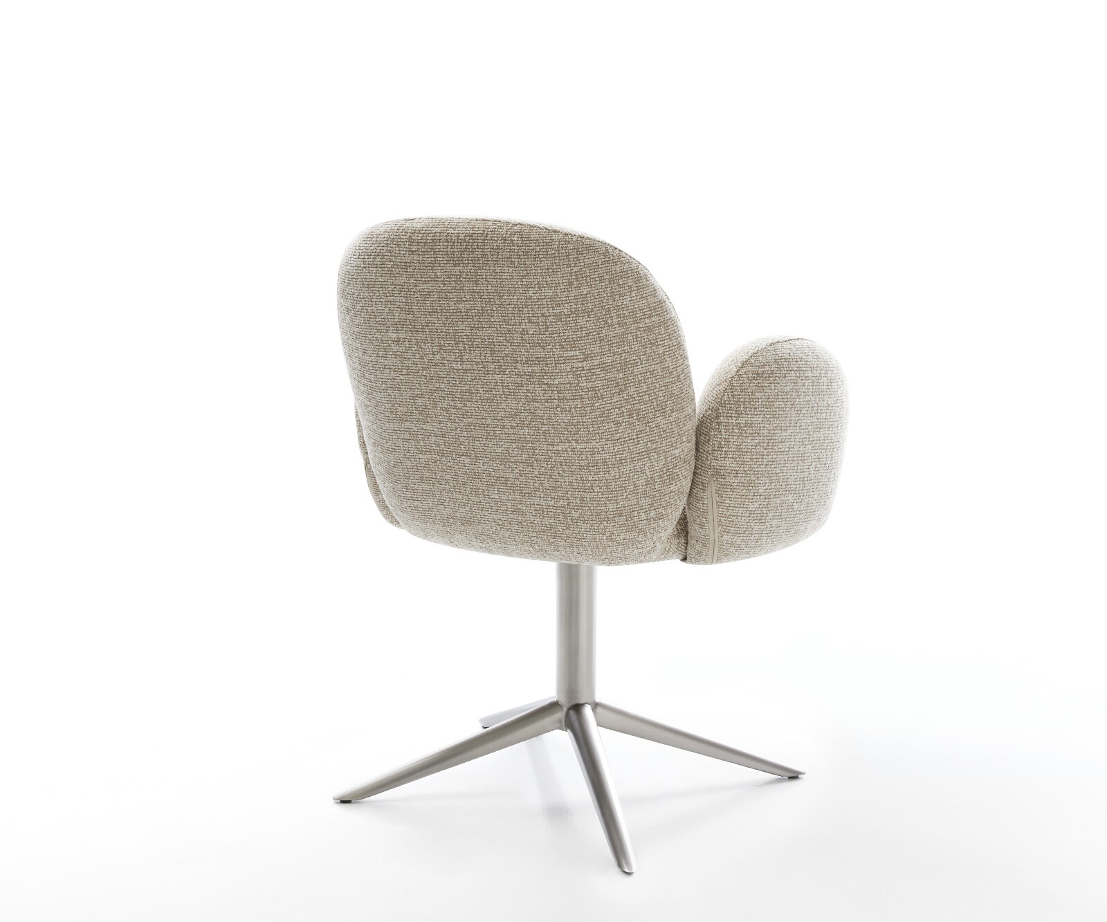 Draaistoel Nube-Flex met armleuning geweven stof beige kruispoot roestvrij staal 360° draaibaar rocker-functie pocketveer kern 5