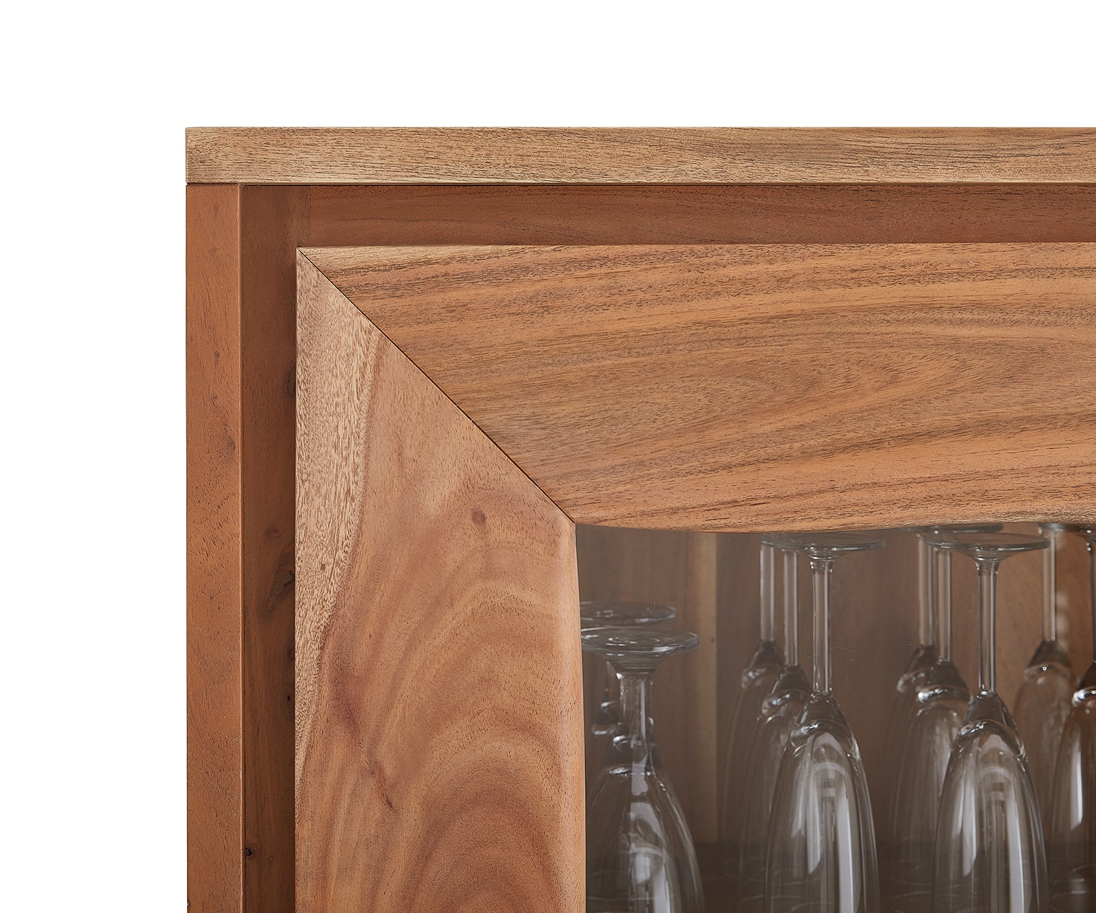 Vitrinekast Live-Edge 120x190 cm acacia natuur rechte rand 2 deuren 4 laden massief 6