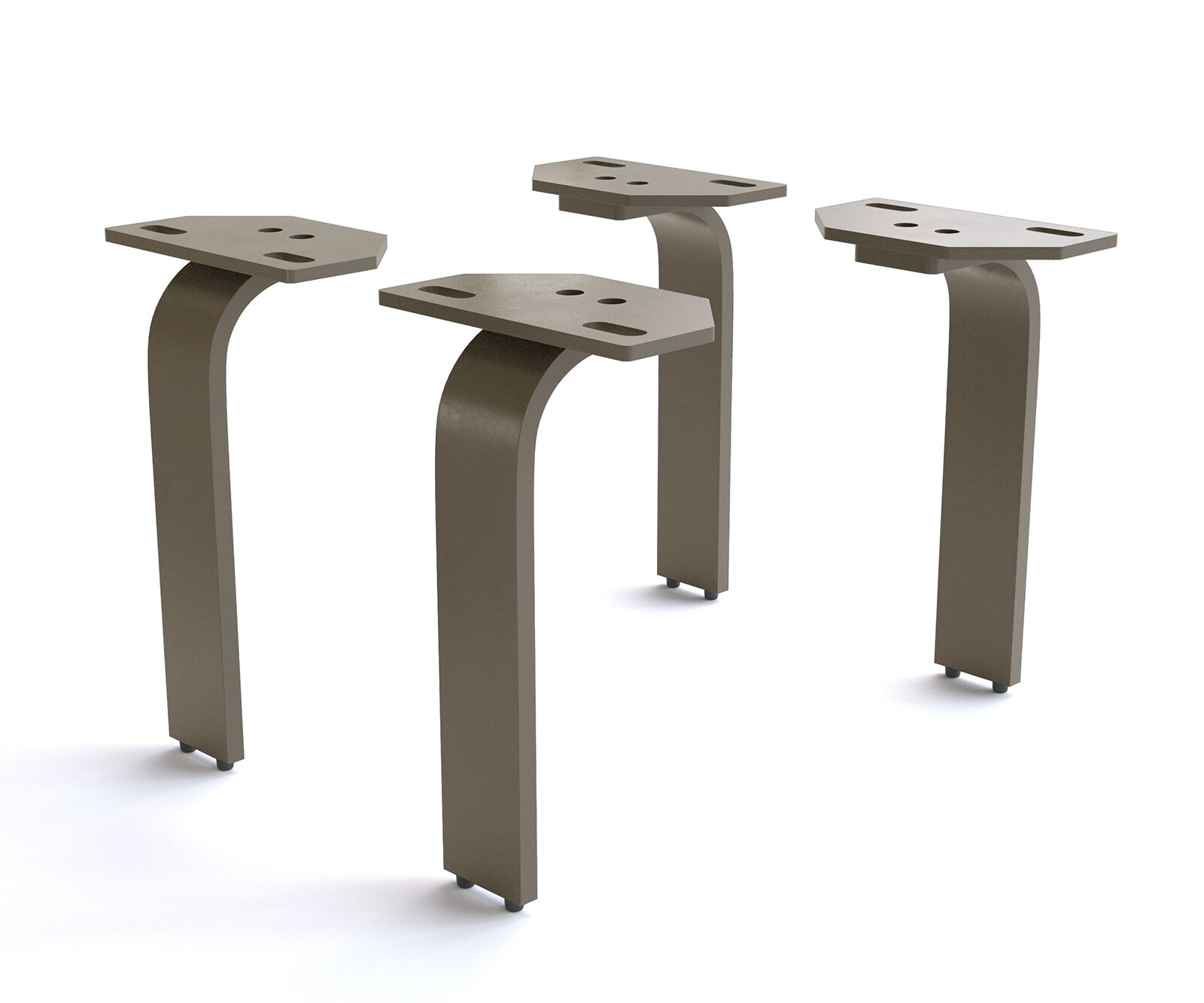 Poot L-vorm metaal effectafwerking titanium 20 cm voor alle meubeltypen (set van 4)