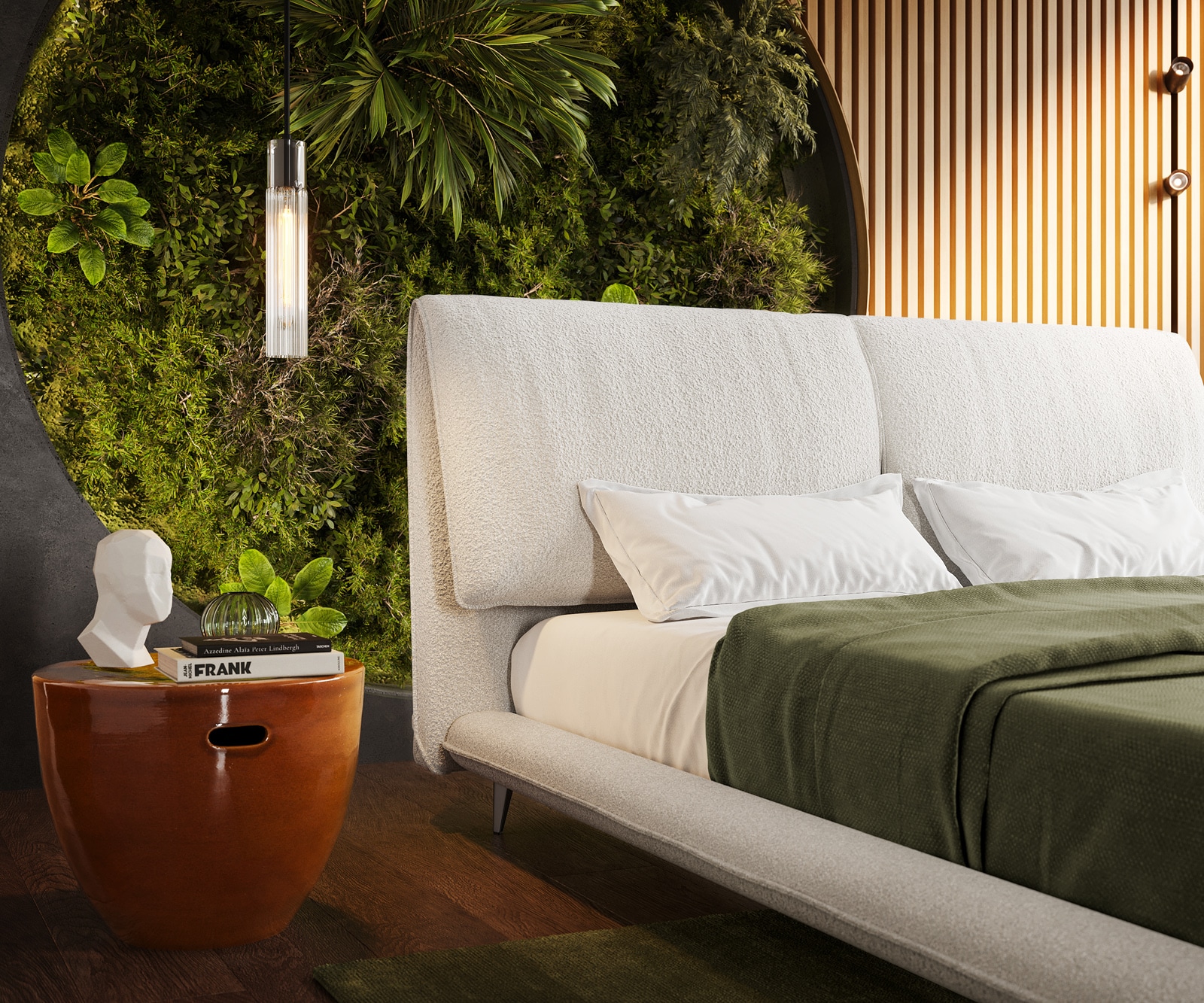 Gestoffeerd-bedframe Cusino 140x200 cm bouclé crèmewit 5