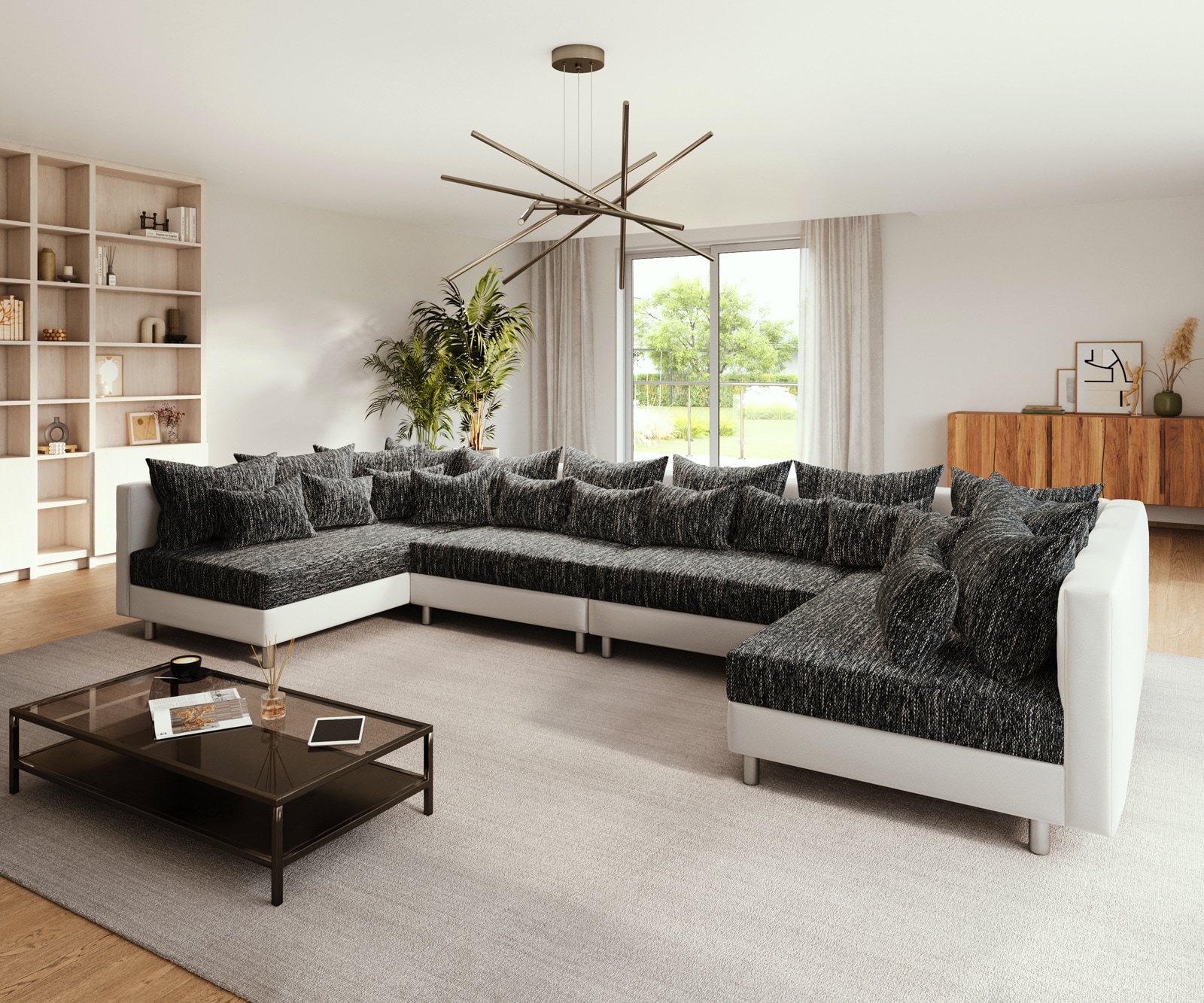 Woonlandschap Clovis XL wit zwart modulair Woonlandschap Clovis XL wit zwart modulair