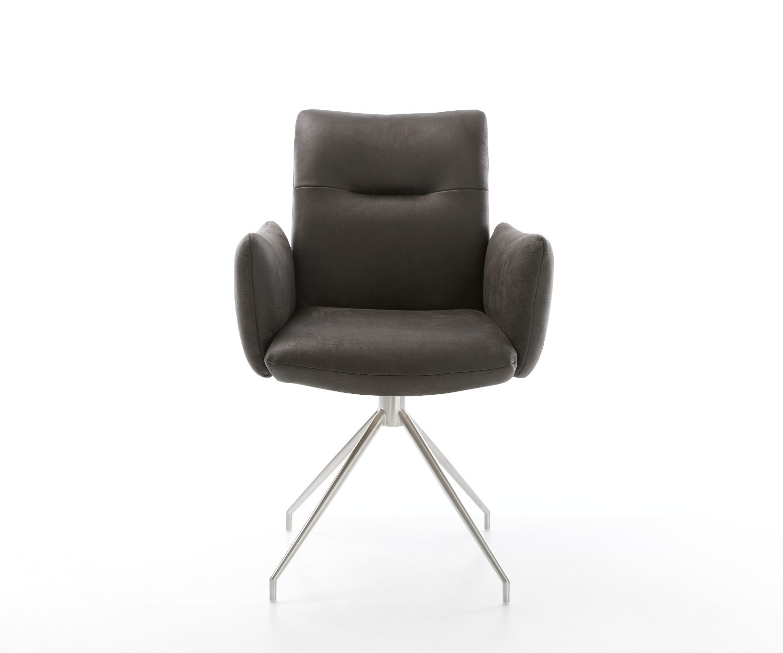 Draaistoel Jova-Flex met armleuning microvelours antraciet vintage kruisframe conisch roestvrij staal 180° draaibaar pocketveer kern 2