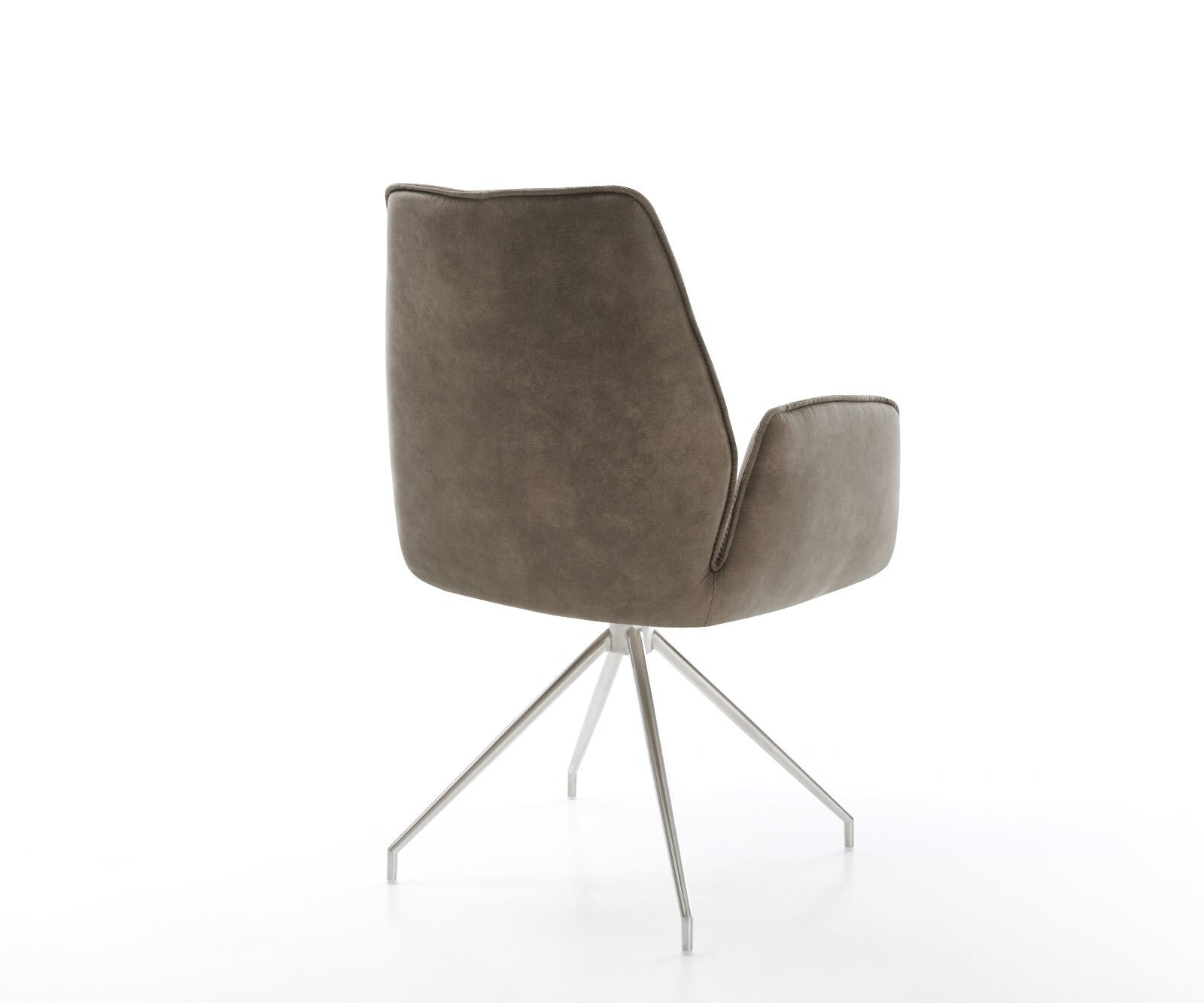 Eetkamerstoel Zoa-Flex microvelours taupe vintage kruisframe conisch roestvrij staal pocketveer kern 4