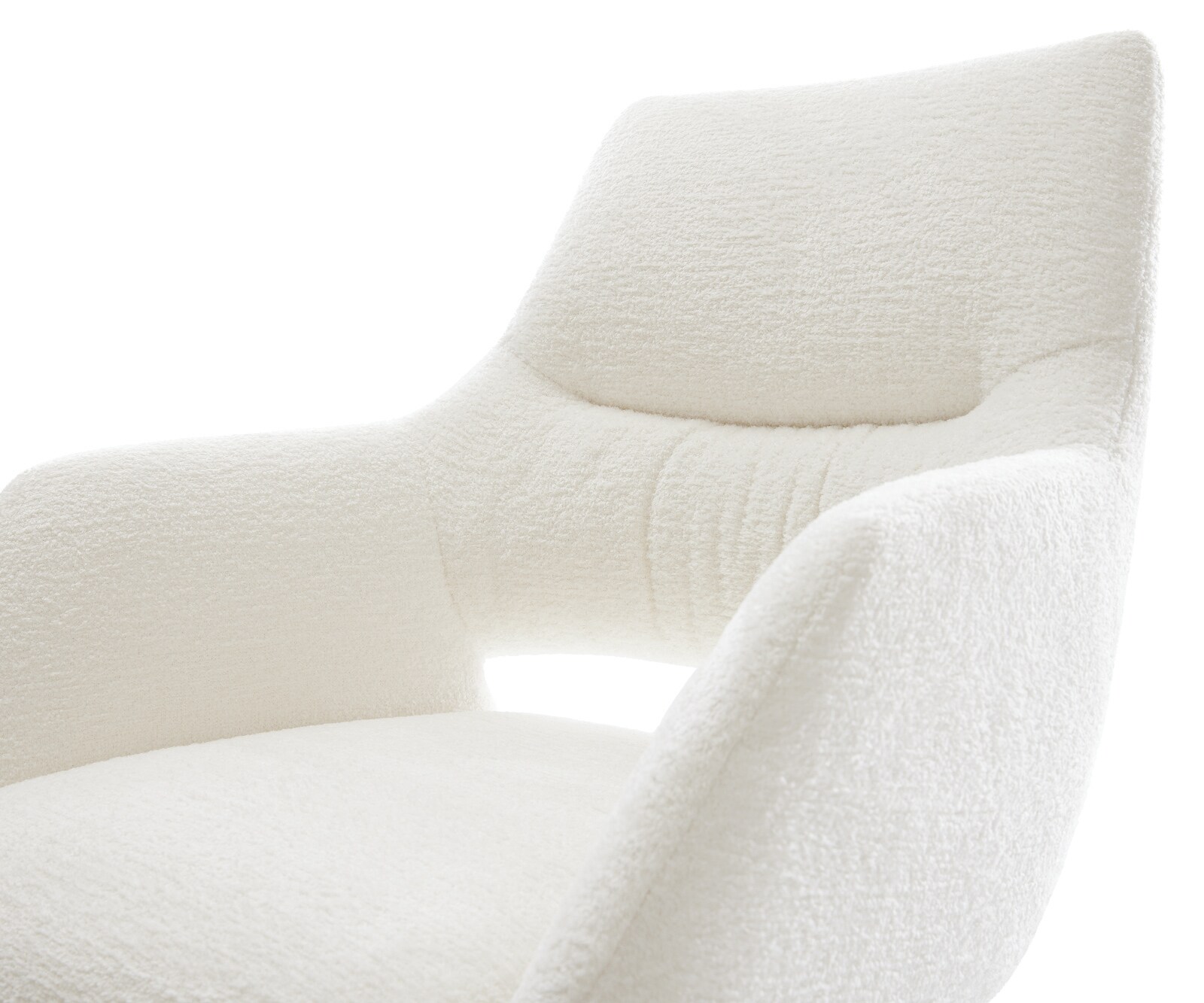 Eetkamerstoel Yago-Flex met armleuning bouclé zacht beige slipframe zwart pocketveer kern 4