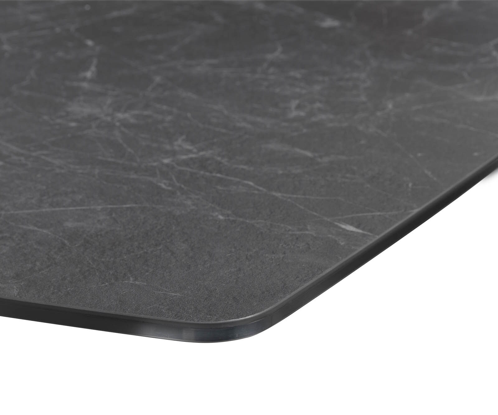 Eettafel Edge Bootsform 200x100 keramiek Laminam® Nero Greco grijs roestvrij staal smal 5
