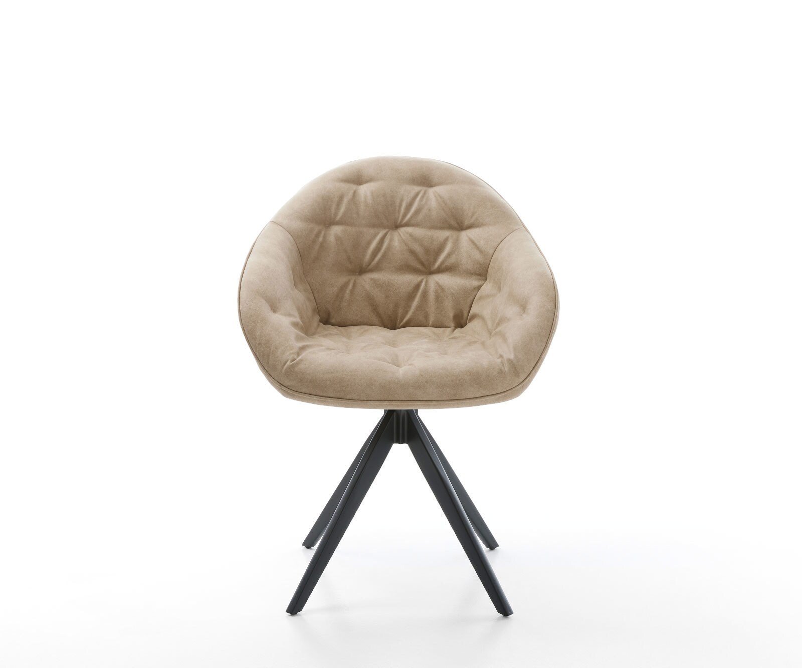 Eetkamerstoel Gaio-Flex microvelours beige vintage kruisframe hoekig zwart 1