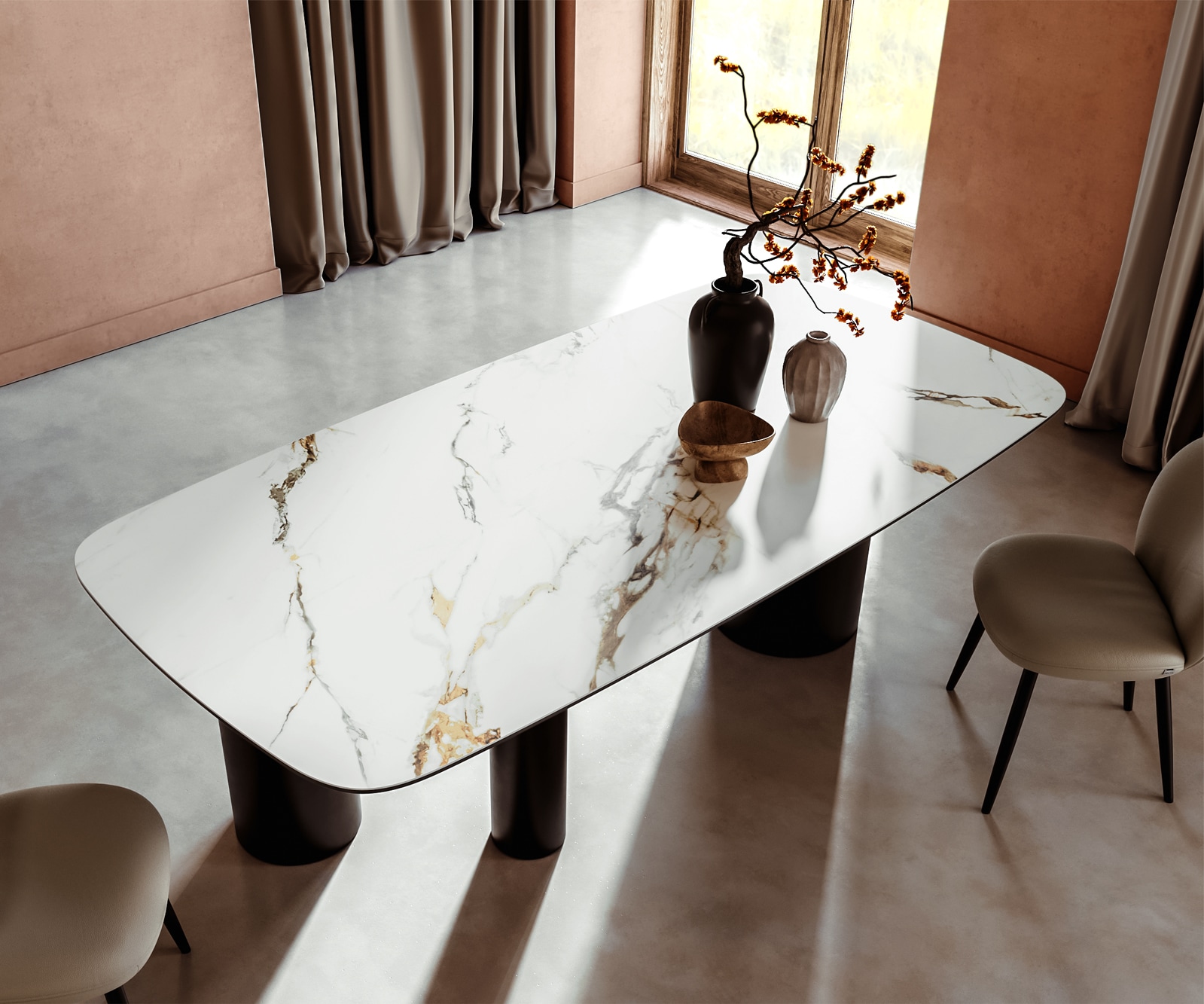 Eettafel Edge Boot 240x120 keramiek  Calacatta Luxe wit-goud-grijs Troa metaal zwart 3 Eettafel Edge Boot 240x120 keramiek  Calacatta Luxe wit-goud-grijs Troa metaal zwart 3