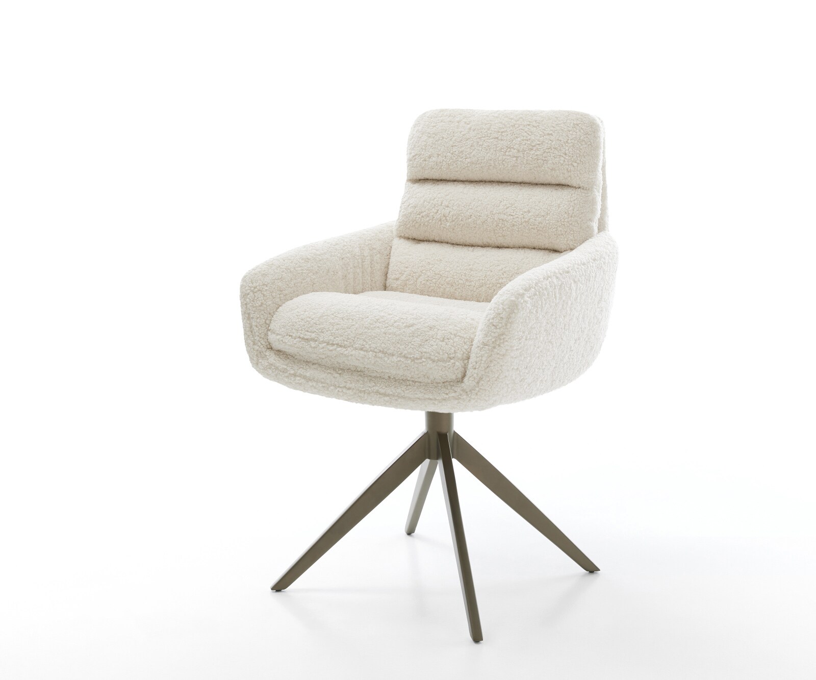 Draaistoel Abelia-Flex met armleuning teddy beige kruisframe breed afwerking met titanium 360° draaibaar rocker-functie 1