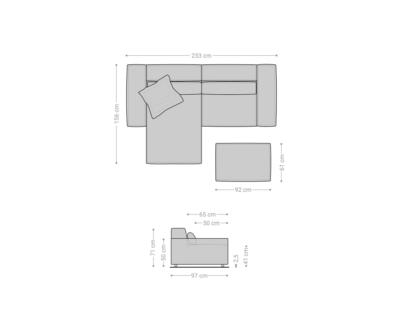 Hoekbank Sirpio 230x155 cm microvezel zwart variabele rugleuning met kruk 7