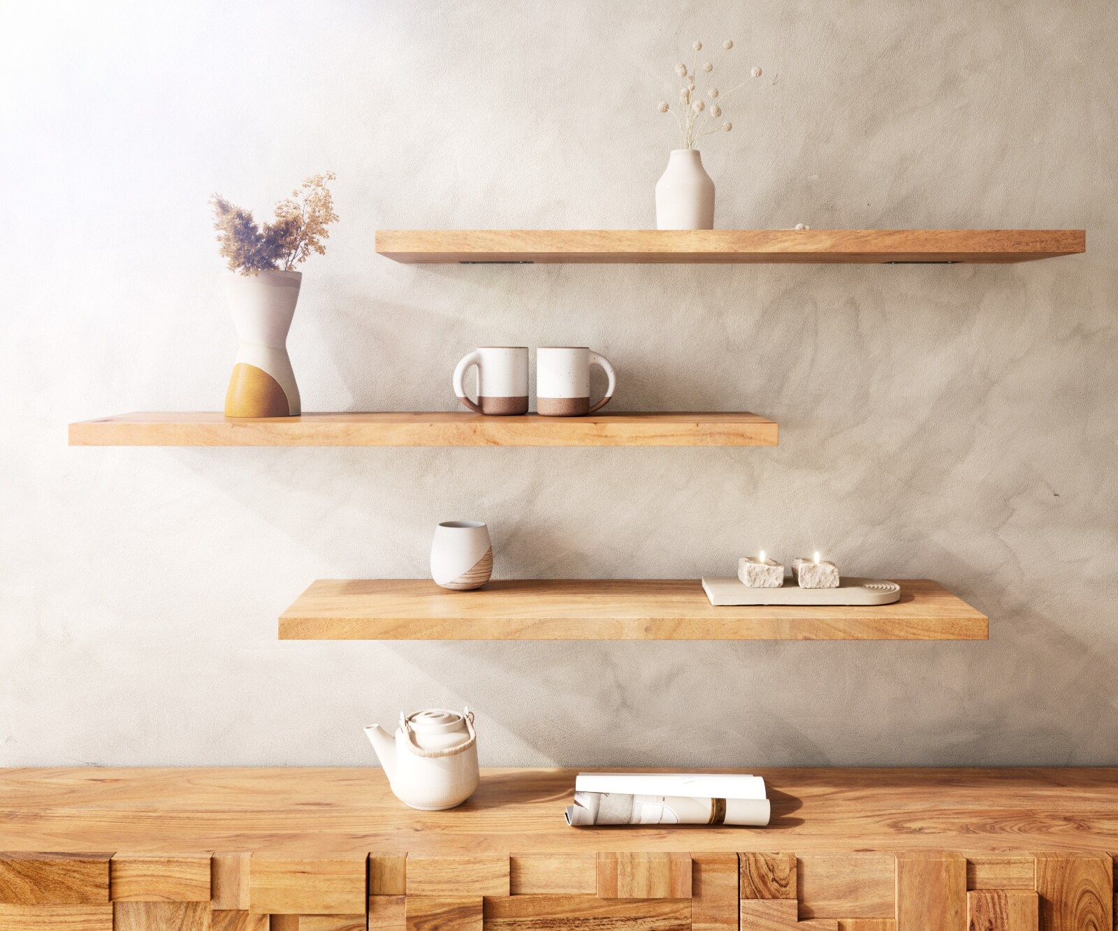 Wandrek Edge 100 cm acacia natuur rechte rand massief 4 Wandrek Edge 100 cm acacia natuur rechte rand massief 4