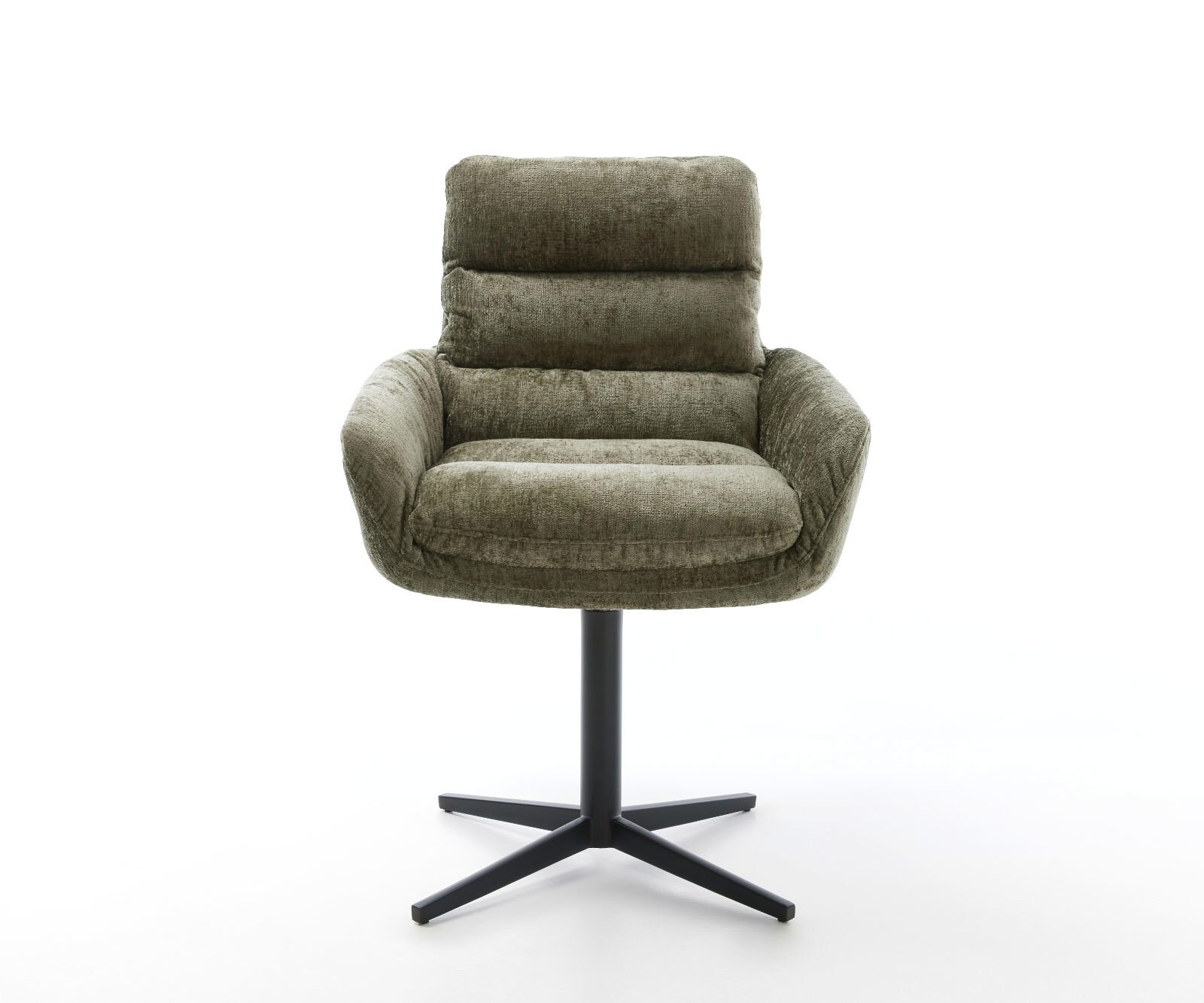 Draaistoel Abelia-Flex met armleuning chenille olijfgroen kruispoot zwart 360° draaibaar 1 Draaistoel Abelia-Flex met armleuning chenille olijfgroen kruispoot zwart 360° draaibaar 1