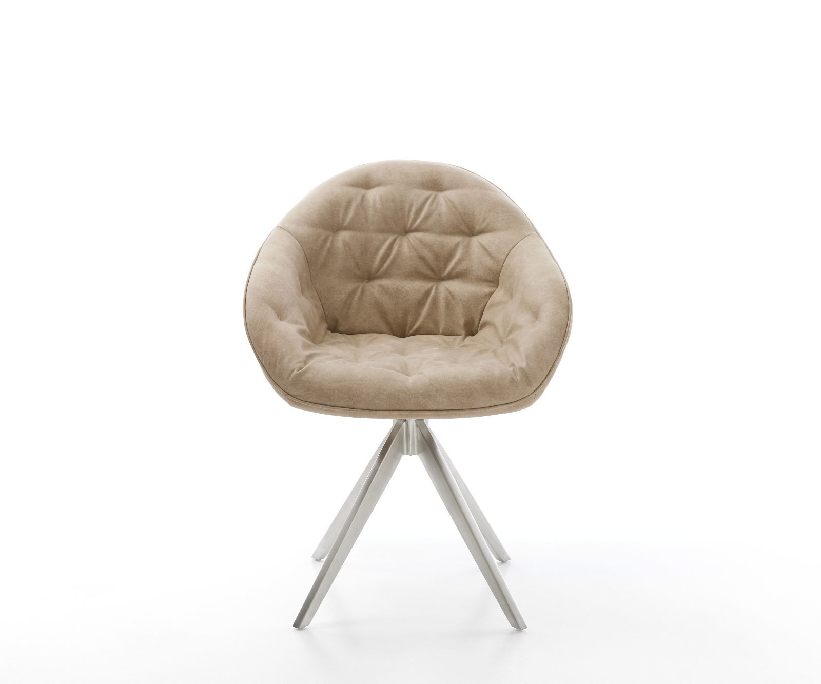 Eetkamerstoel Gaio-Flex microvelours beige vintage kruisframe hoekig roestvrij staal 1