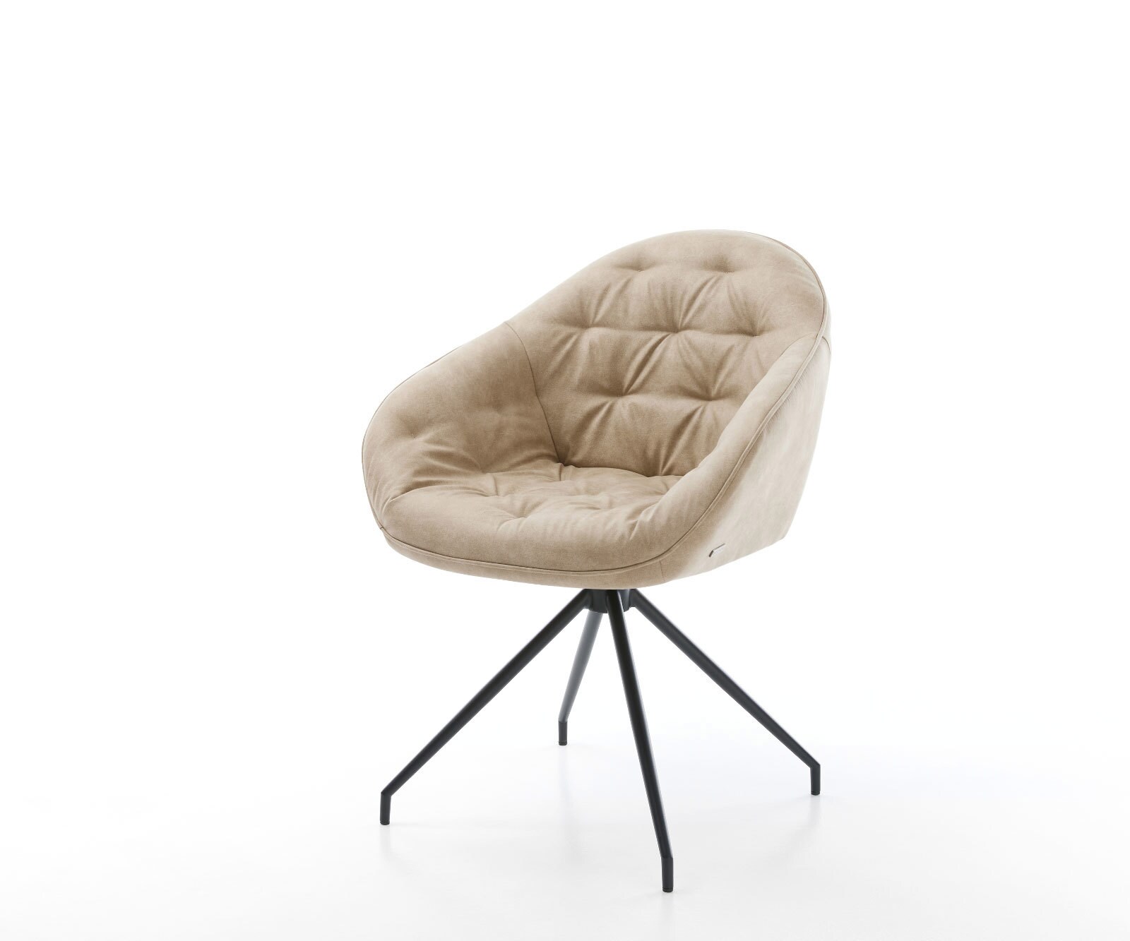 Eetkamerstoel Gaio-Flex microvelours beige vintage kruisframe conisch zwart