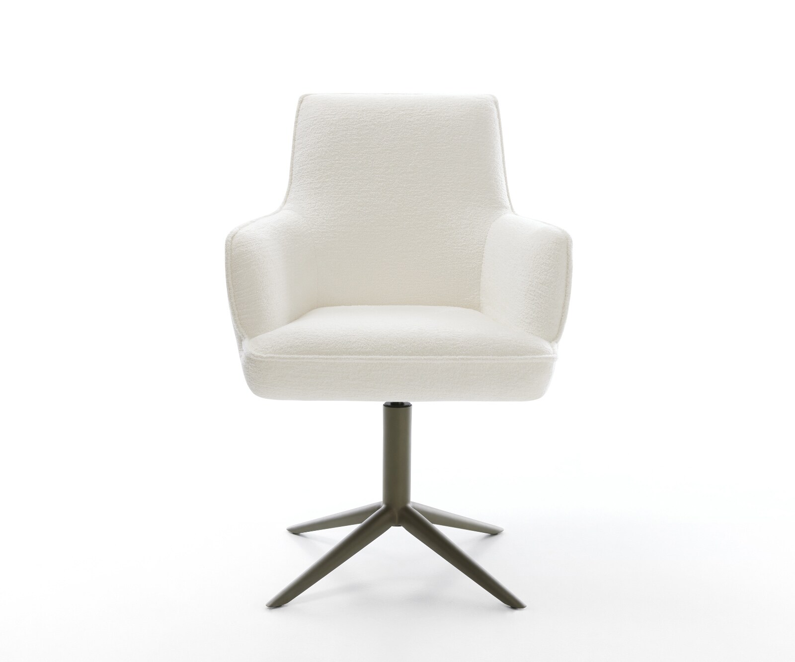 Draaistoel Heira-Flex met armleuning bouclé zacht beige kruispoot afwerking met titanium 360° draaibaar rocker-functie pocketveer kern 2