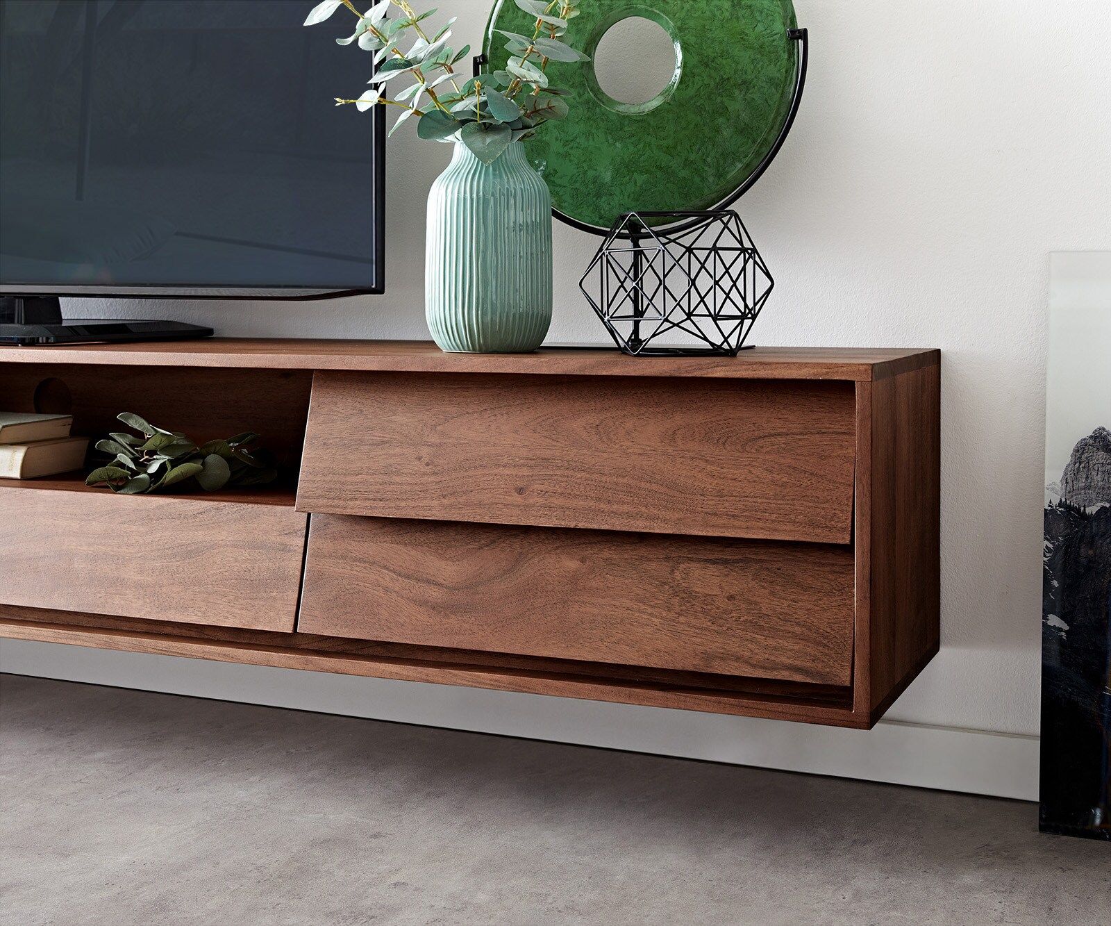 Tv-meubel Eloi 240x35 cm acacia bruin 2 deuren 2 laden zwevend 6