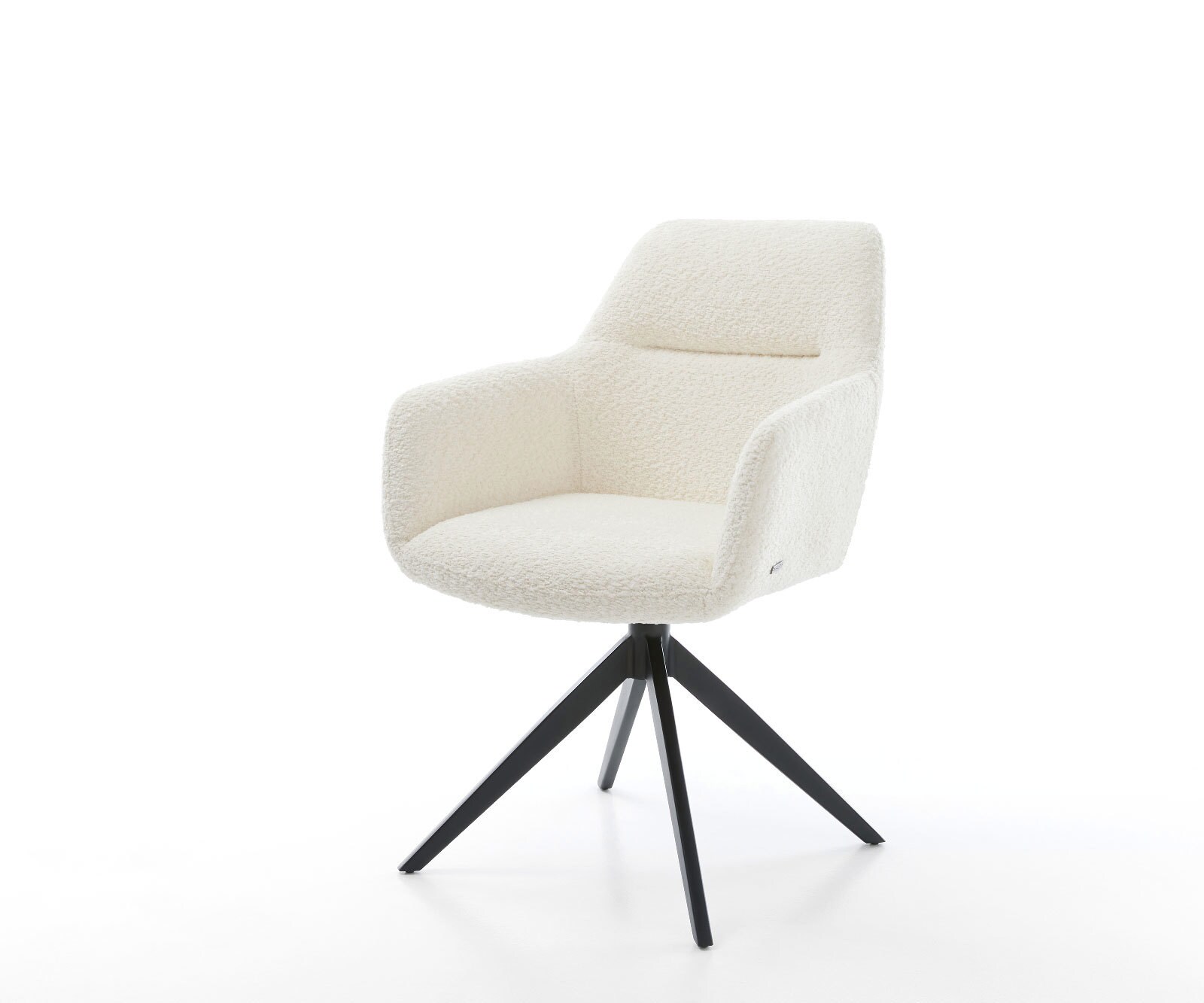 Draaistoel Pejo-Flex bouclé wit kruisframe breed zwart 360° draaibaar rocker-functie pocketveer kern