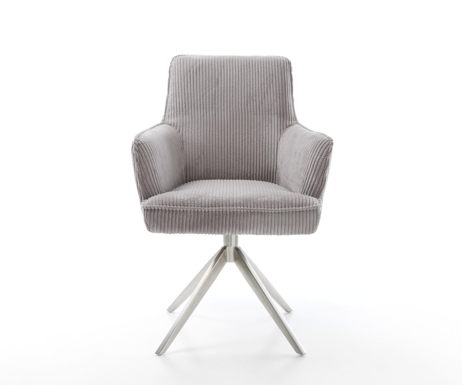 Draaistoel Heira-Flex met armleuning koord zilver grijs kruisframe breed roestvrij staal 360° draaibaar rocker-functie pocketveer kern 1