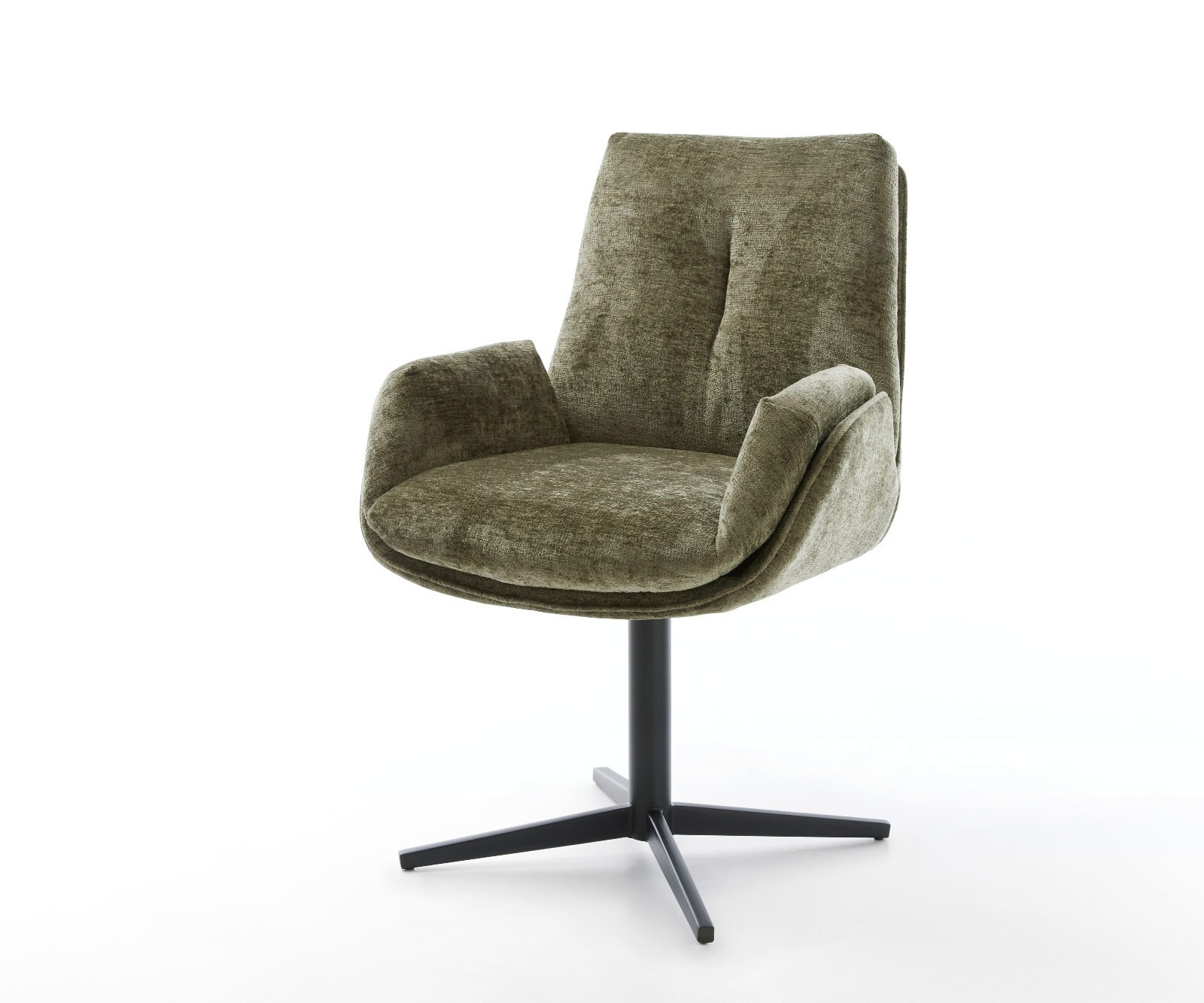 Draaistoel Clea-Flex chenille olijfgroen kruispoot zwart 360° draaibaar Draaistoel Clea-Flex chenille olijfgroen kruispoot zwart 360° draaibaar