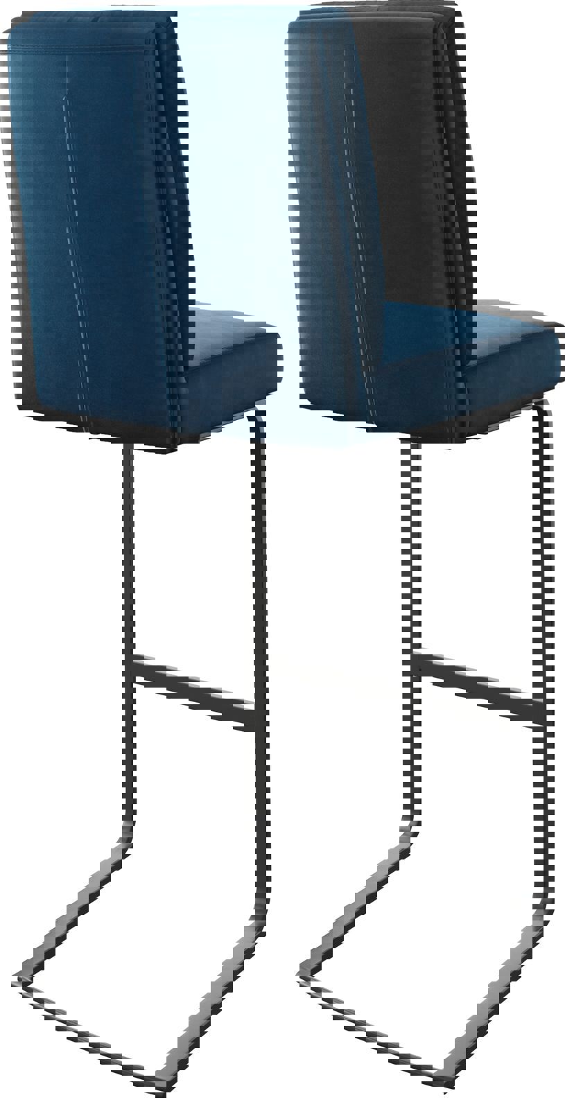 Barstoel Pela-Flex fluweel blauw sledestoel vlak metaal 5