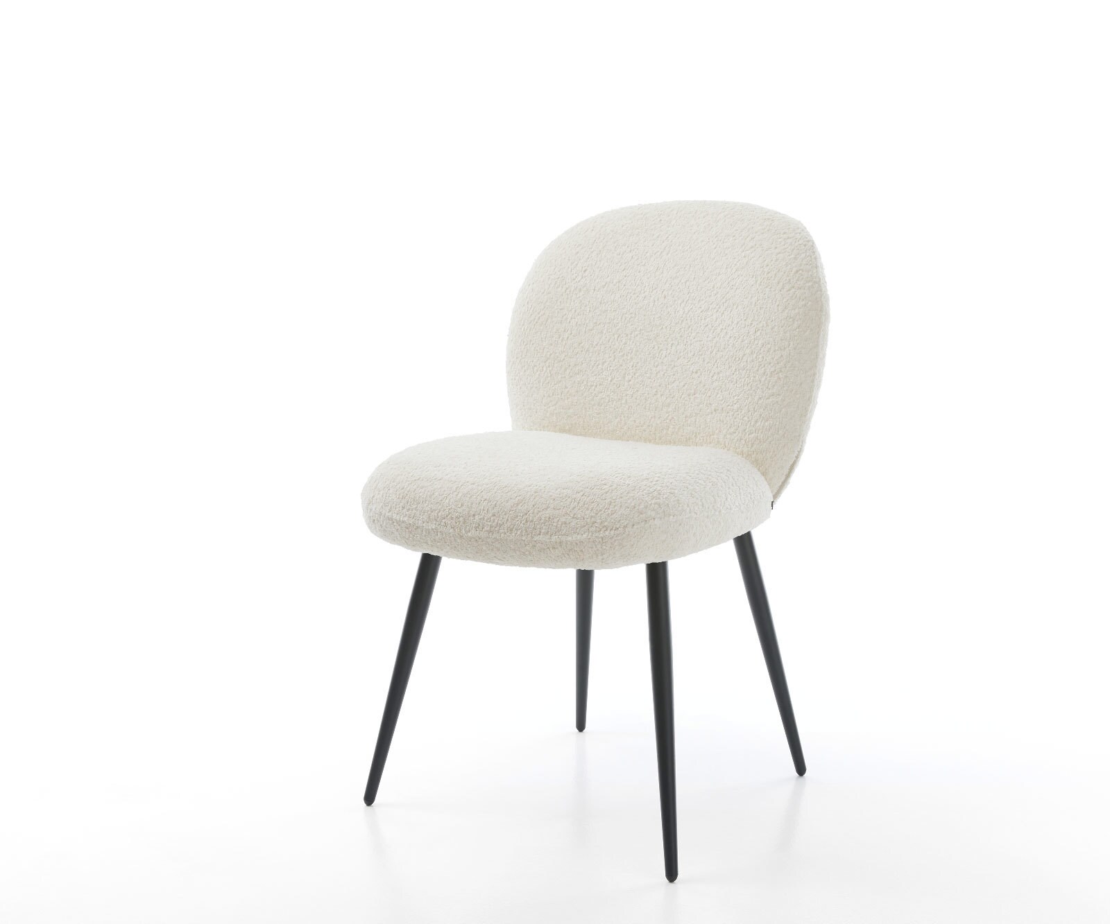 Eetkamerstoel Nube-Flex bouclé wit 4-poot conisch zwart pocketveer kern