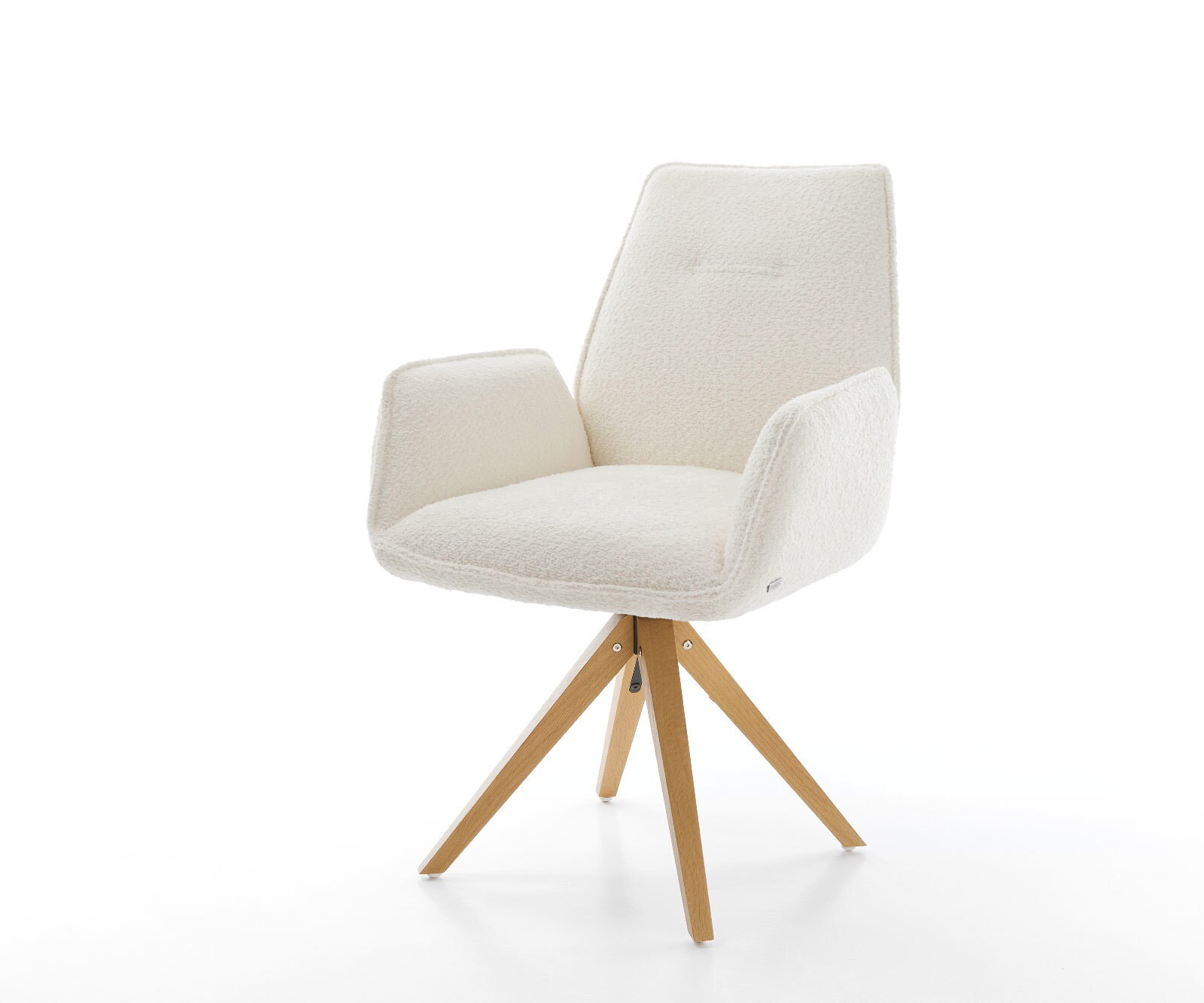 Eetkamerstoel Zoa-Flex bouclé wit houten frame hoekig natuur pocketveer kern