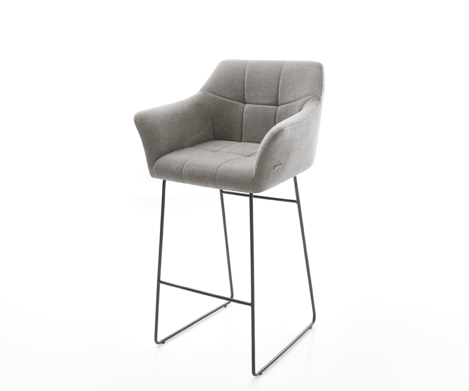 Barstoel Yulo-Flex Zachte stof met structuur Grijs Sledeonderstel metaal zwart Zwart 1