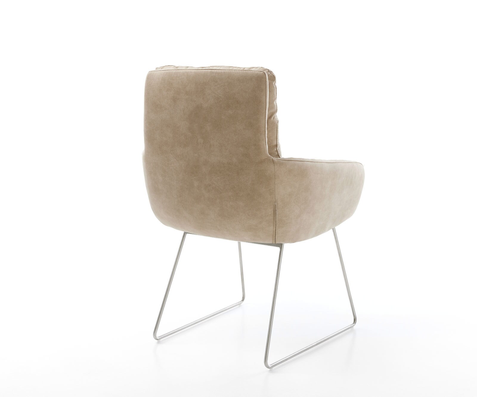 Eetkamerstoel Abelia-Flex met armleuning microvelours beige vintage slipframe roestvrij staal 4 Eetkamerstoel Abelia-Flex met armleuning microvelours beige vintage slipframe roestvrij staal 4