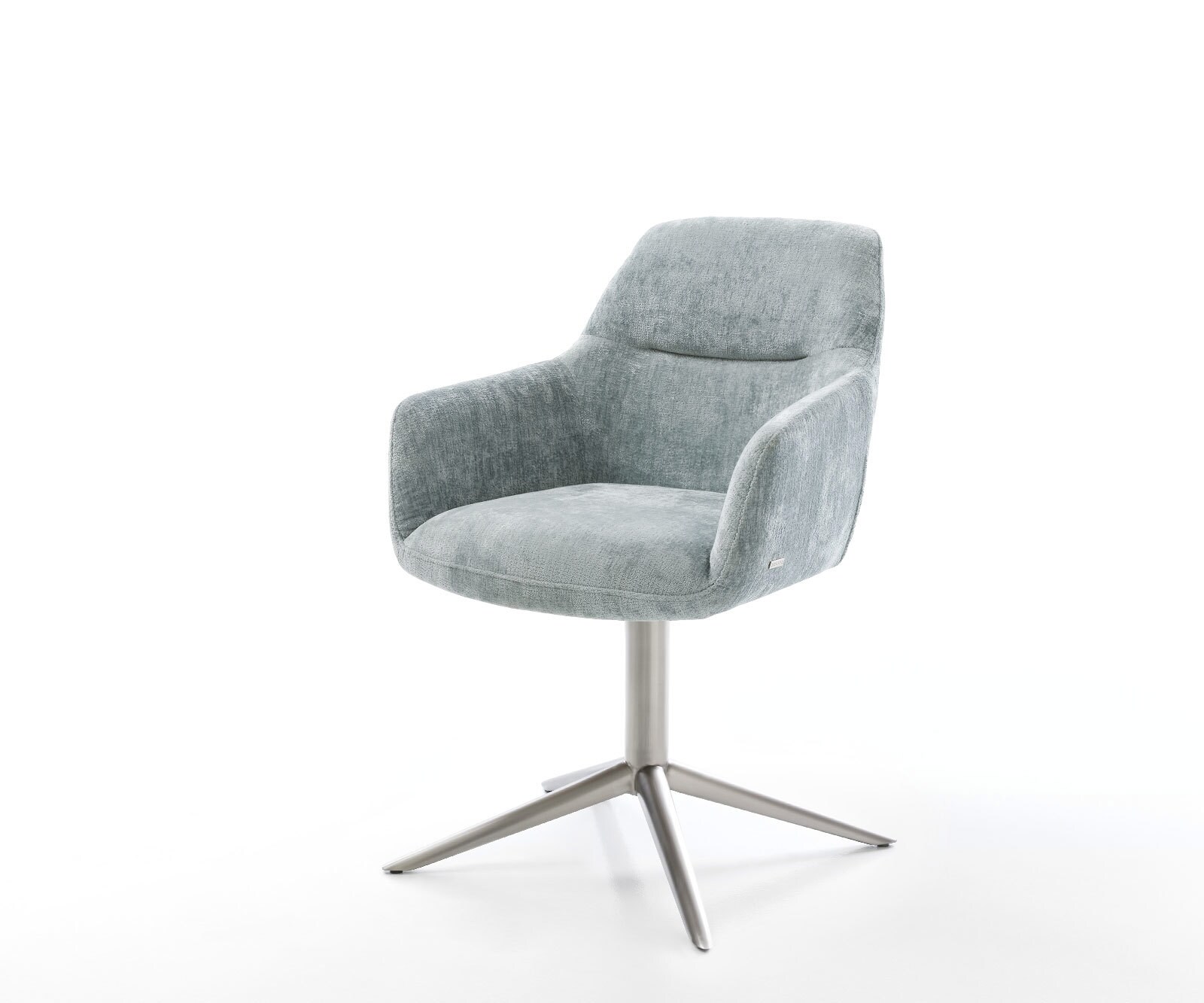 Draaistoel Pejo-Flex chenille pastelblauw kruispoot roestvrij staal 360° draaibaar rocker-functie pocketveer kern