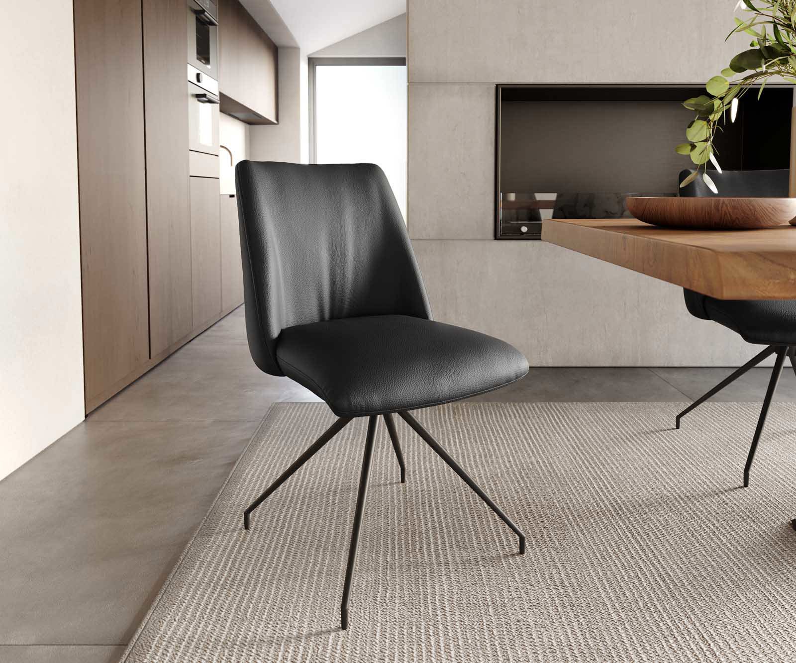 Draaistoel Elso-Flex echt leer zwart kruisframe conisch zwart 180° draaibaar pocketveer kern Draaistoel Elso-Flex echt leer zwart kruisframe conisch zwart 180° draaibaar pocketveer kern