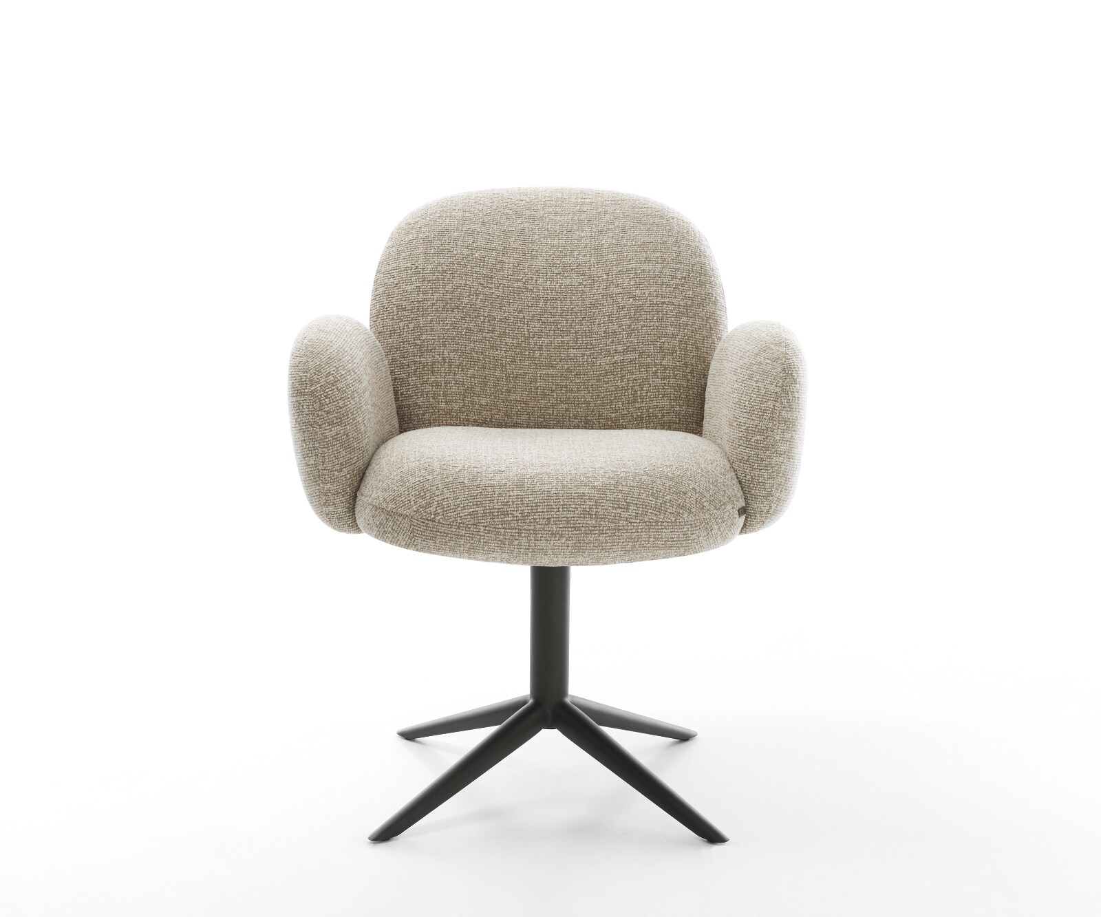 Draaistoel Nube-Flex met armleuning geweven stof beige kruispoot zwart 360° draaibaar rocker-functie pocketveer kern 2