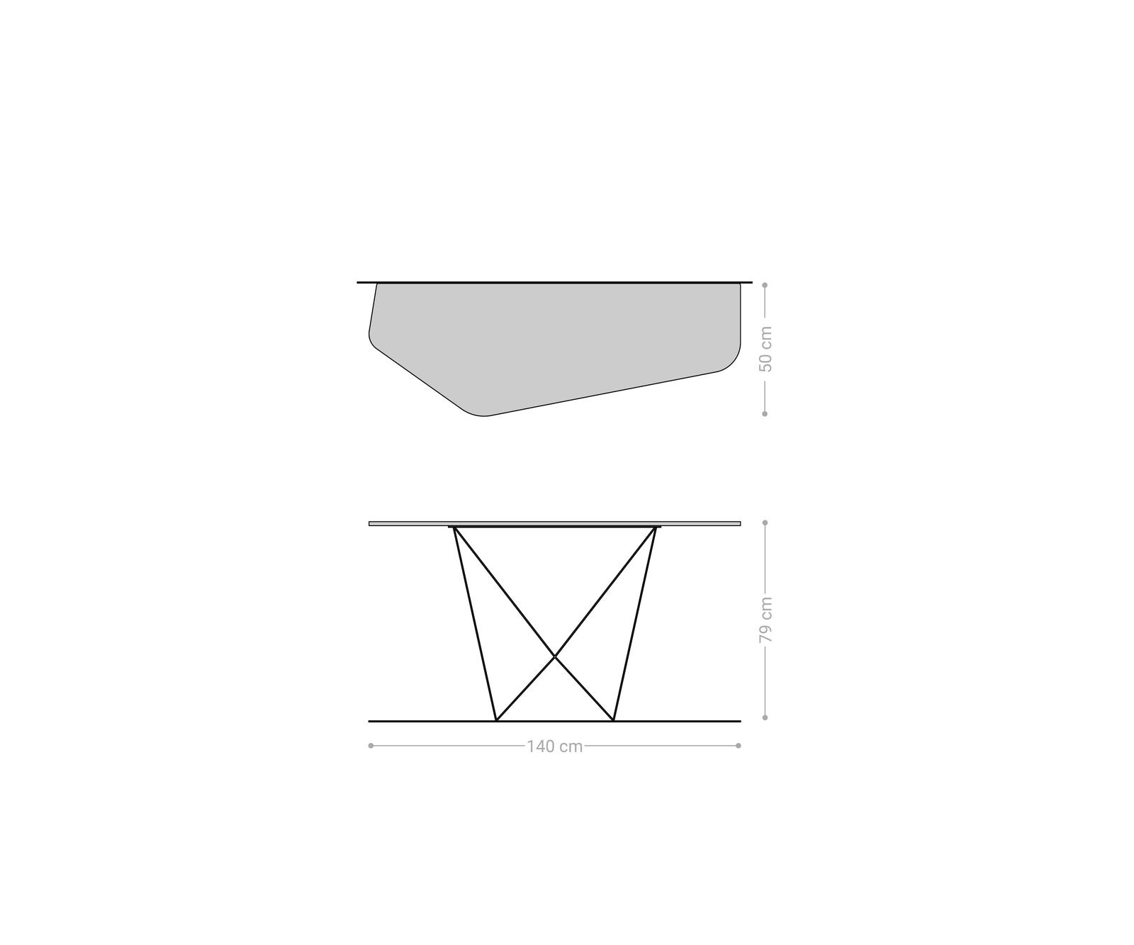 Consoletafel Edge Polygonaal 140x50 cm Keramiek Emperador Extra Lucidato Dunkelbraun Spios Metaal Zwart 8