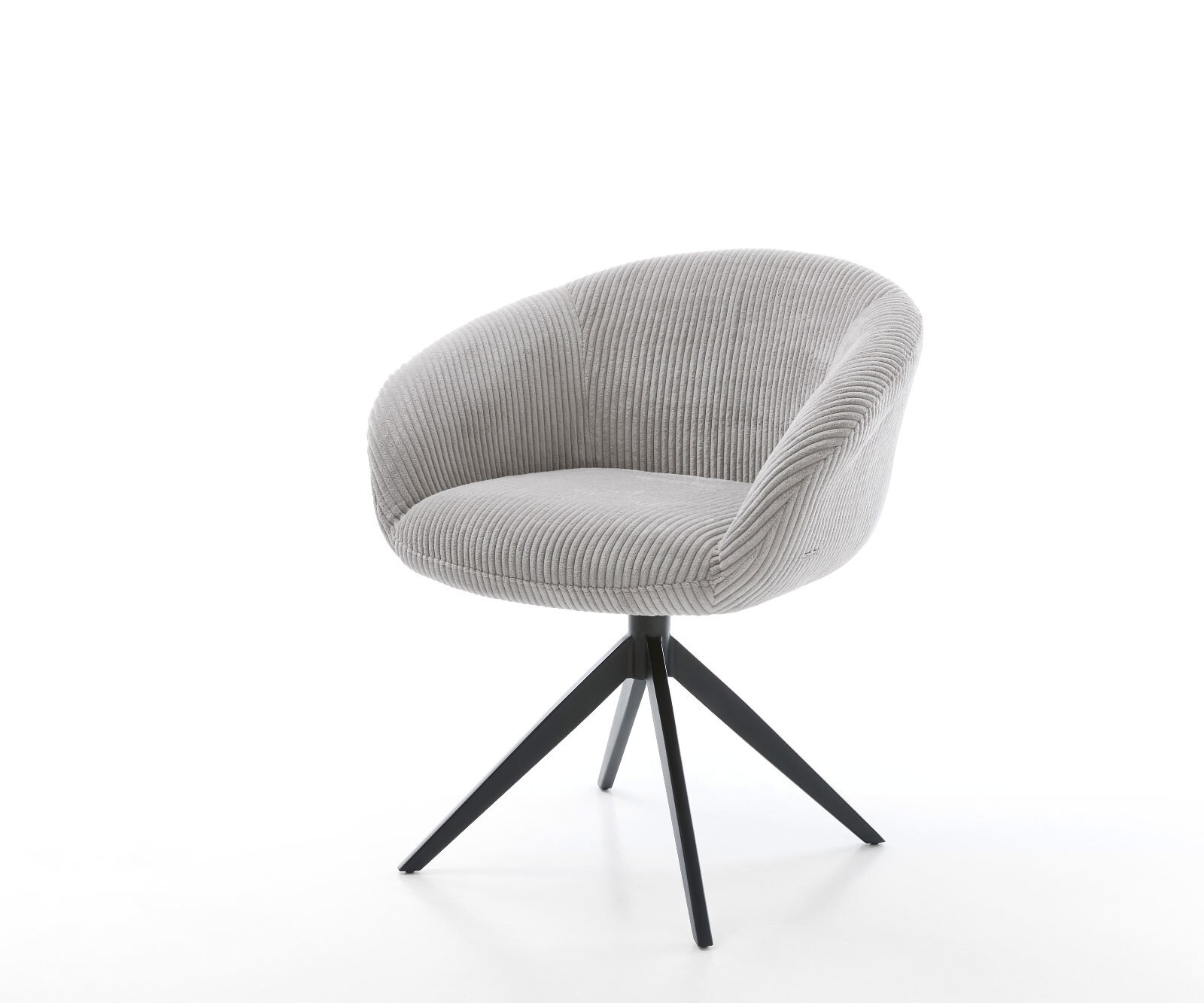 Draaistoel Vinka-Flex met armleuning koord zilver grijs kruisframe breed zwart 360° draaibaar rocker-functie pocketveer kern