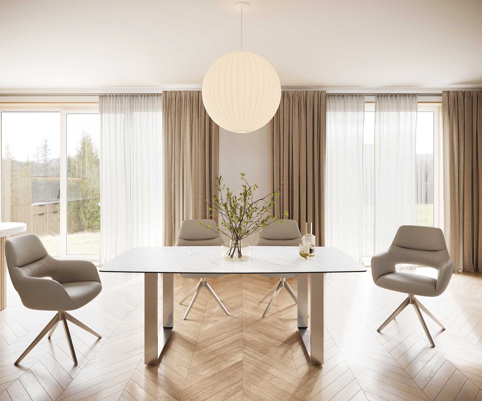 Eettafel Edge Bootsform 200x100 keramiek Laminam® Statuarietto wit roestvrij staal smal 2 Eettafel Edge Bootsform 200x100 keramiek Laminam® Statuarietto wit roestvrij staal smal 2