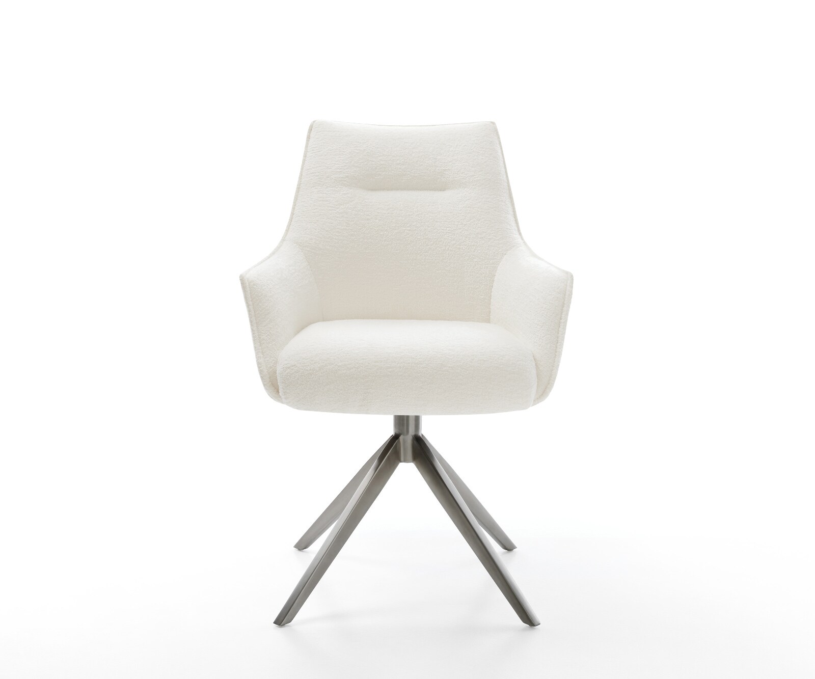 Draaistoel Alja-Flex met armleuning bouclé zacht beige kruisframe breed grafiet 360° draaibaar rocker-functie pocketveer kern 1