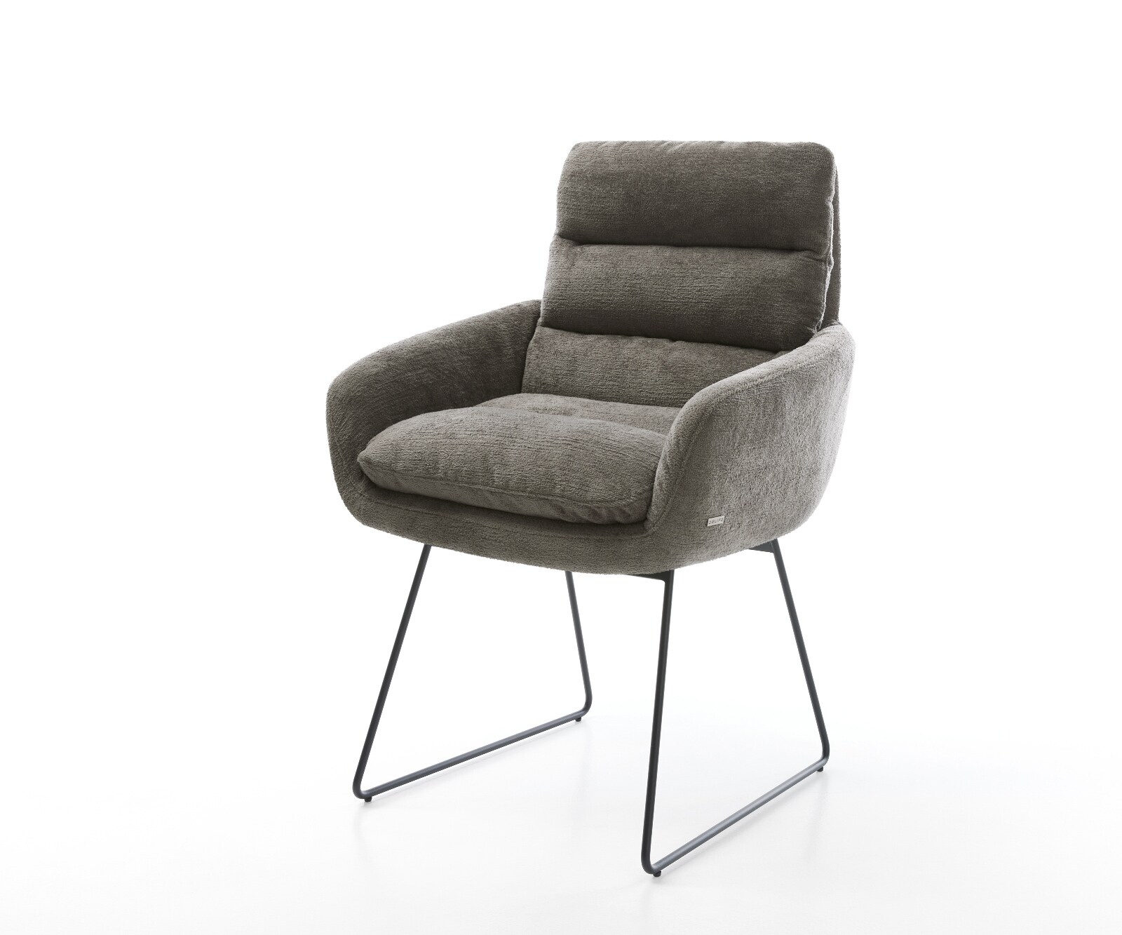 Eetkamerstoel Abelia-Flex met armleuning bouclé zacht mud slipframe zwart