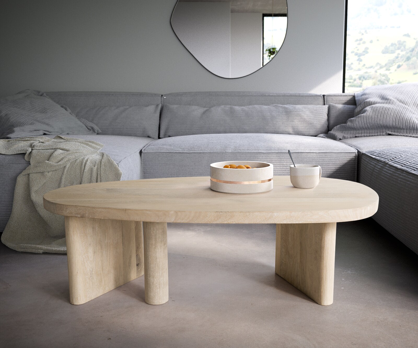 Salontafel Wido 110x50 cm Mango White Wash 1