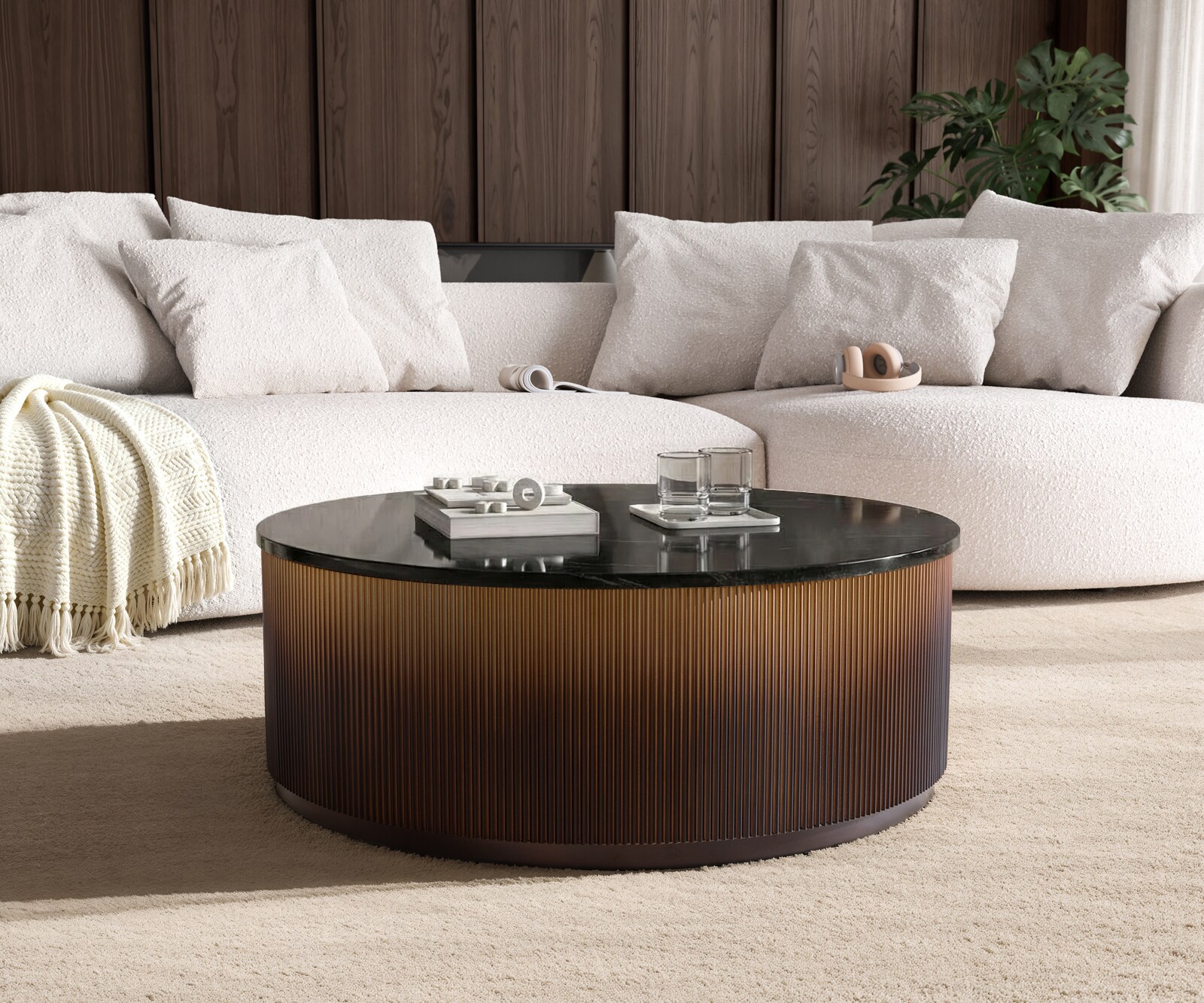 Salontafel Fiorano 90x90 cm marmer zwart zilver metaal goud fusion afwerking 4