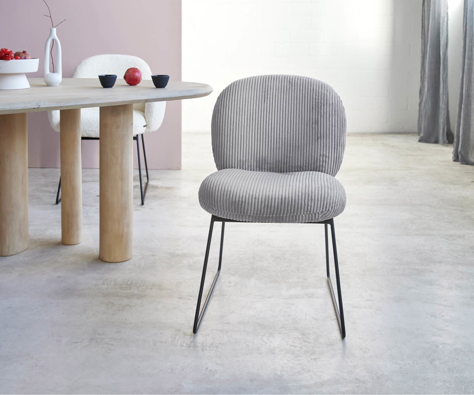 Eetkamerstoel Nube-Flex koord zilver grijs slipframe zwart pocketveer kern 1 Eetkamerstoel Nube-Flex koord zilver grijs slipframe zwart pocketveer kern 1