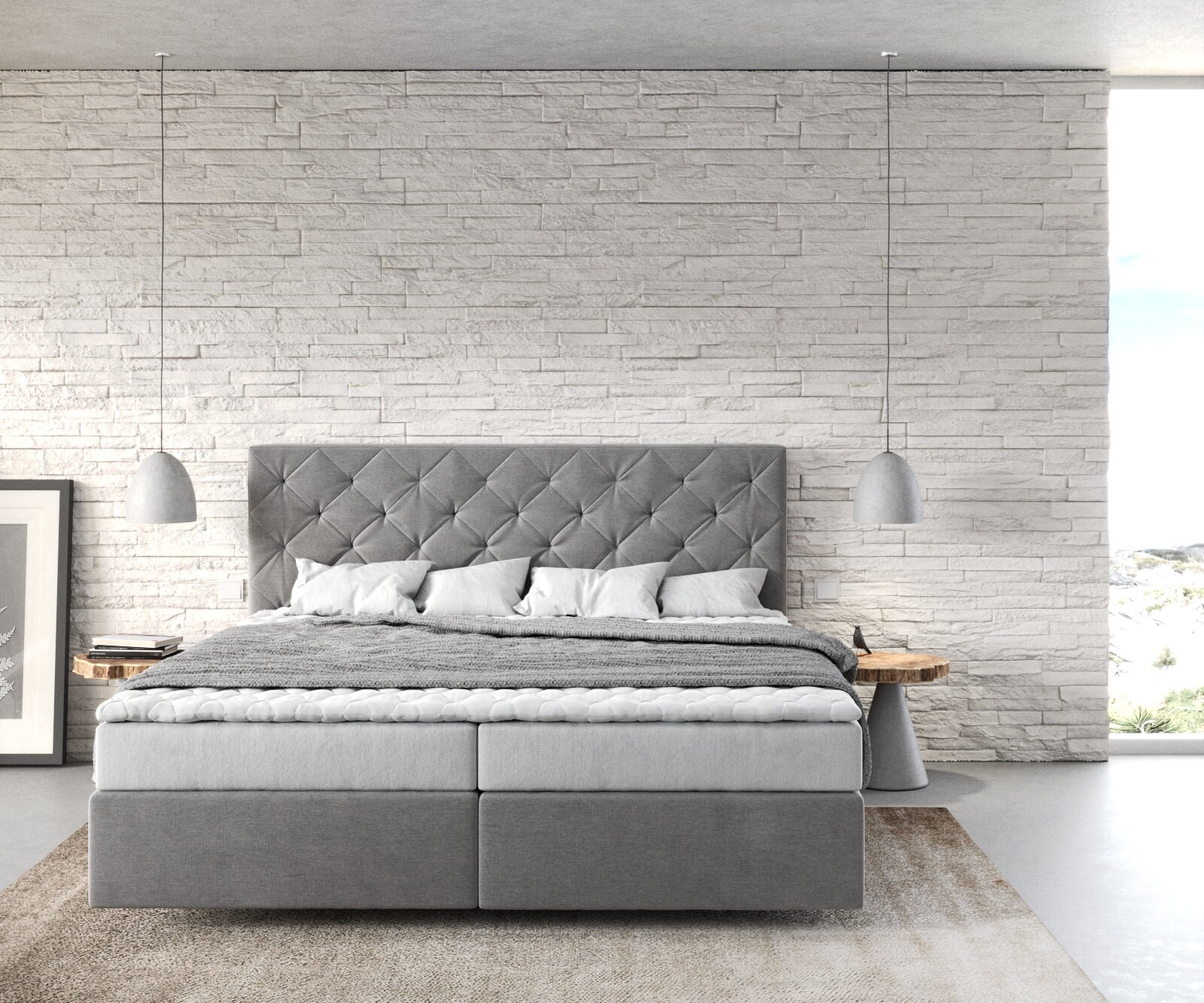 Boxspringbed Dream-Great 180x200 microvezel grijs 1
