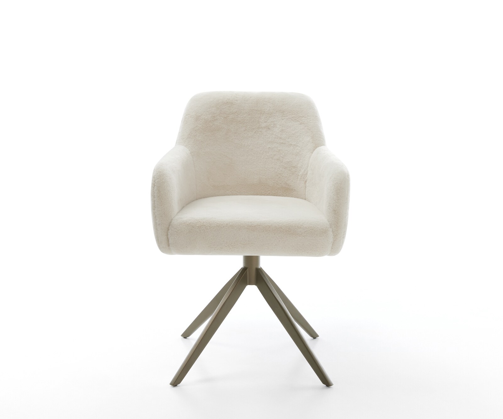 Draaistoel Greg-Flex pluchen crème-wit kruisframe breed afwerking met titanium 360° draaibaar rocker-functie pocketveer kern 2