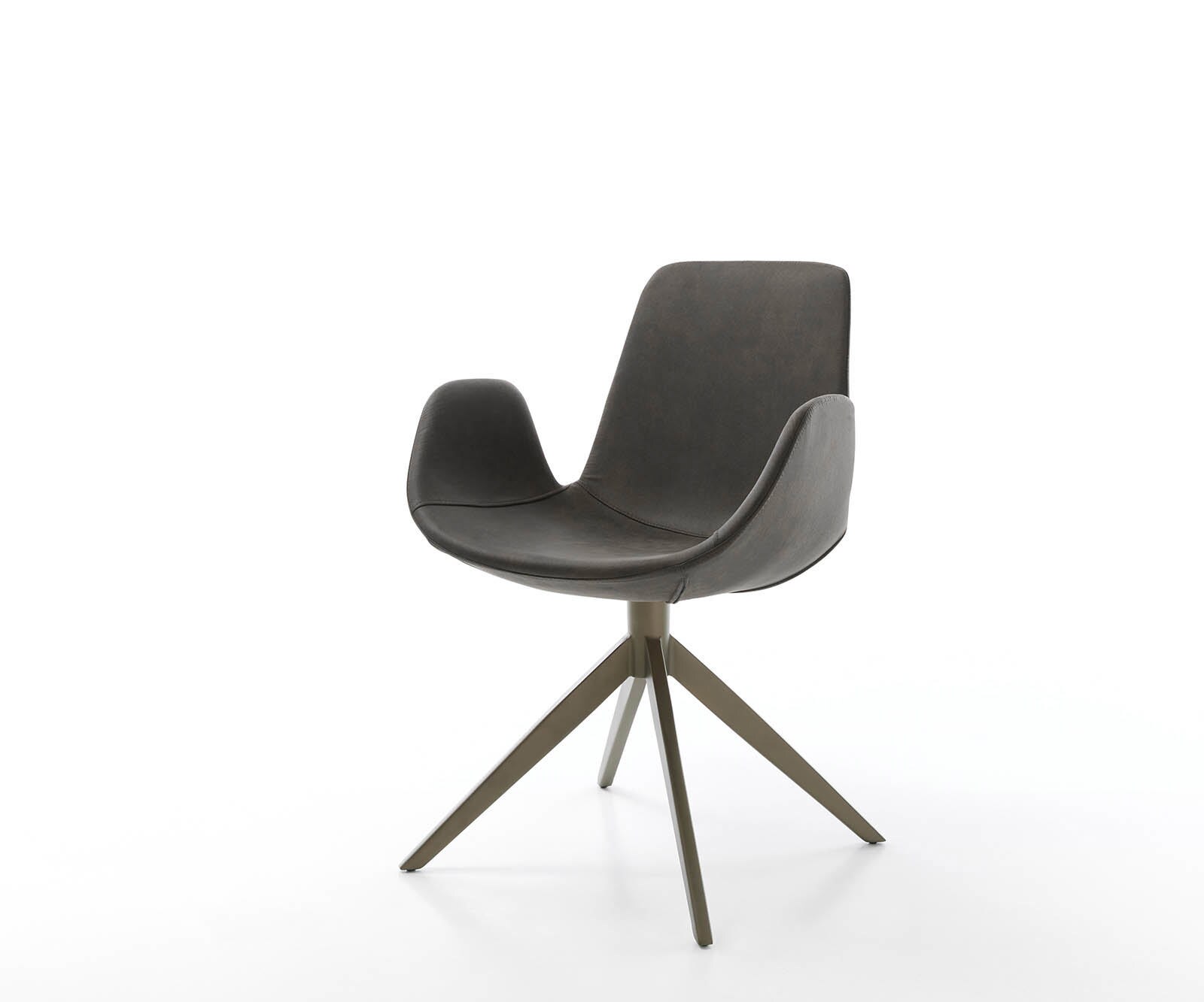 Draaistoel Ilia-Flex met armleuning microvelours antraciet vintage kruisframe breed afwerking met titanium 360° draaibaar