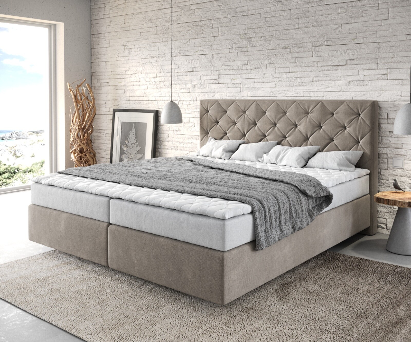 Boxspringbed Dream-Great 180x200 microvezel Beige