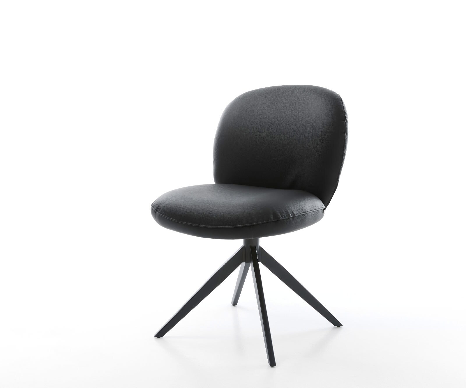 Draaistoel Nube-Flex echt leer zwart kruisframe breed zwart 360° draaibaar rocker-functie pocketveer kern