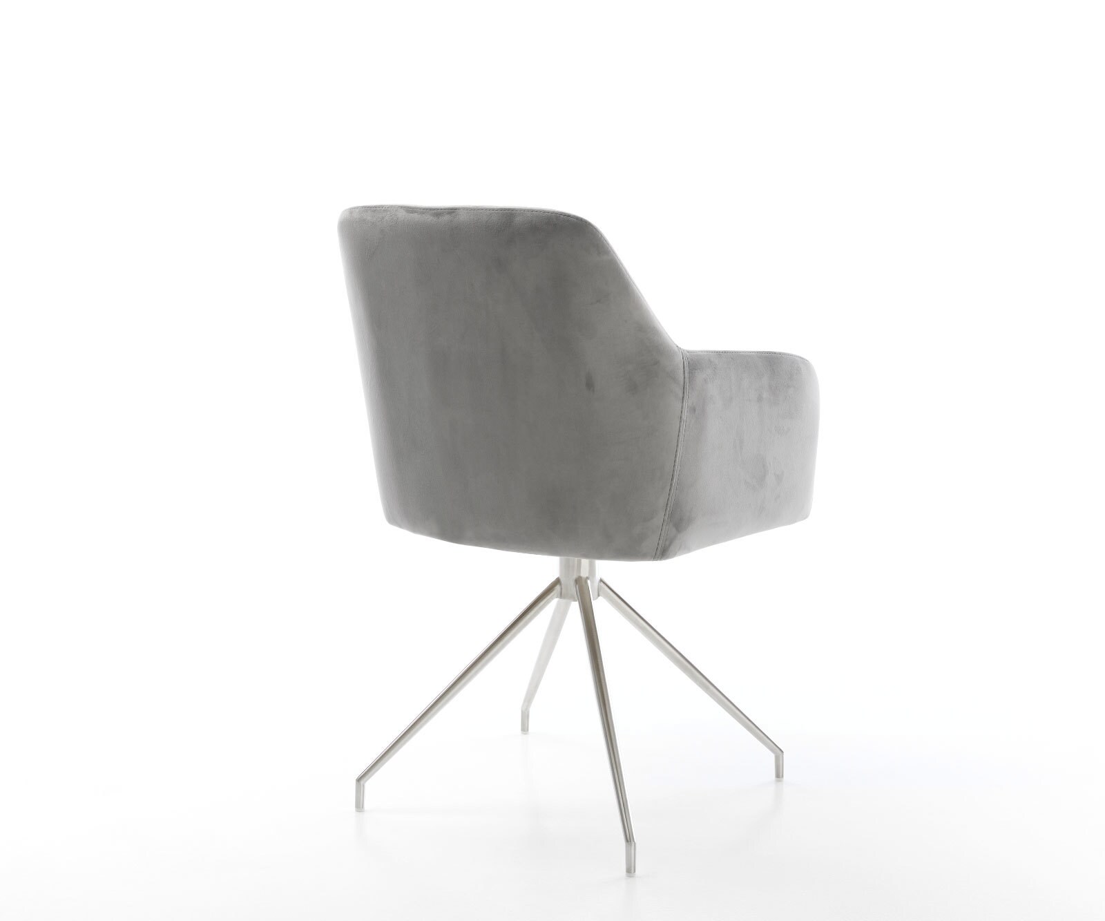 Eetkamerstoel Greg-Flex fluweel grijs kruisframe conisch roestvrij staal pocketveer kern 4 Eetkamerstoel Greg-Flex fluweel grijs kruisframe conisch roestvrij staal pocketveer kern 4