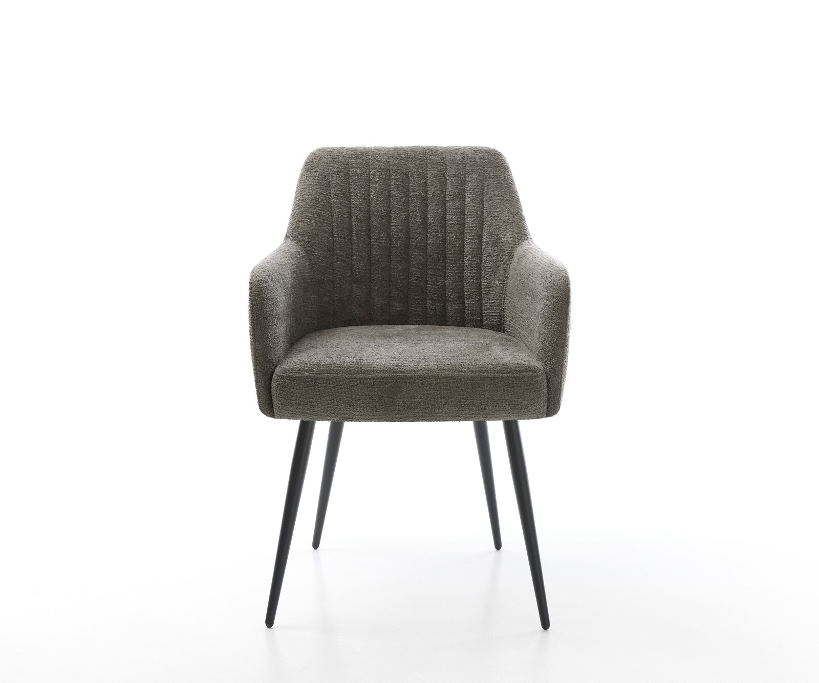 Eetkamerstoel Greg-Flex bouclé zacht mud 4-poot conisch zwart pocketveer kern 1