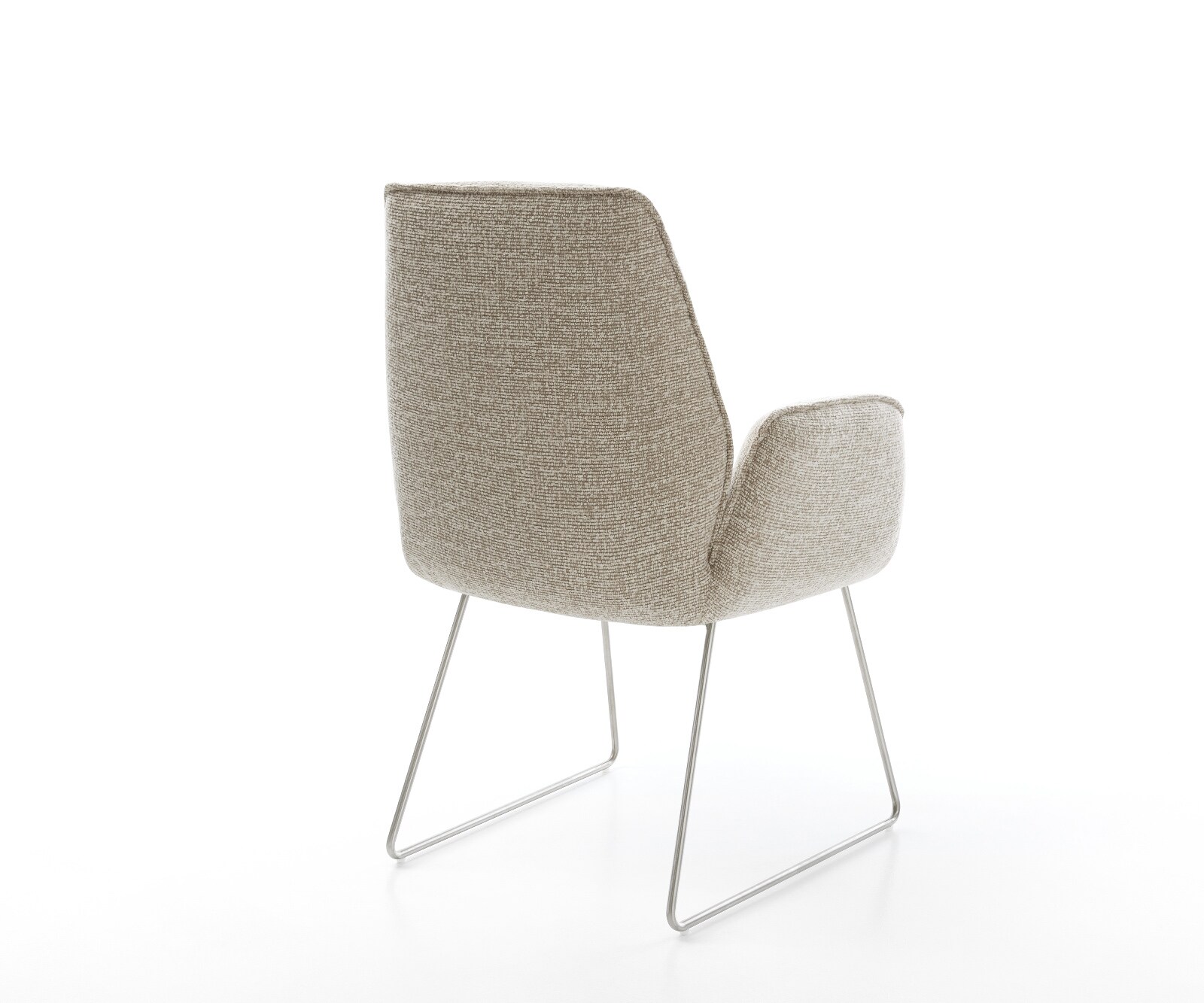 Eetkamerstoel Zoa-Flex geweven stof beige slipframe roestvrij staal pocketveer kern 4