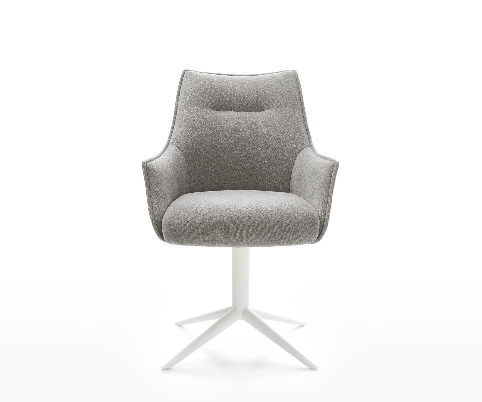 Draaistoel Alja-Flex met armleuning zachte stof met structuur grijs kruispoot wit 360° draaibaar rocker-functie pocketveer kern 2
